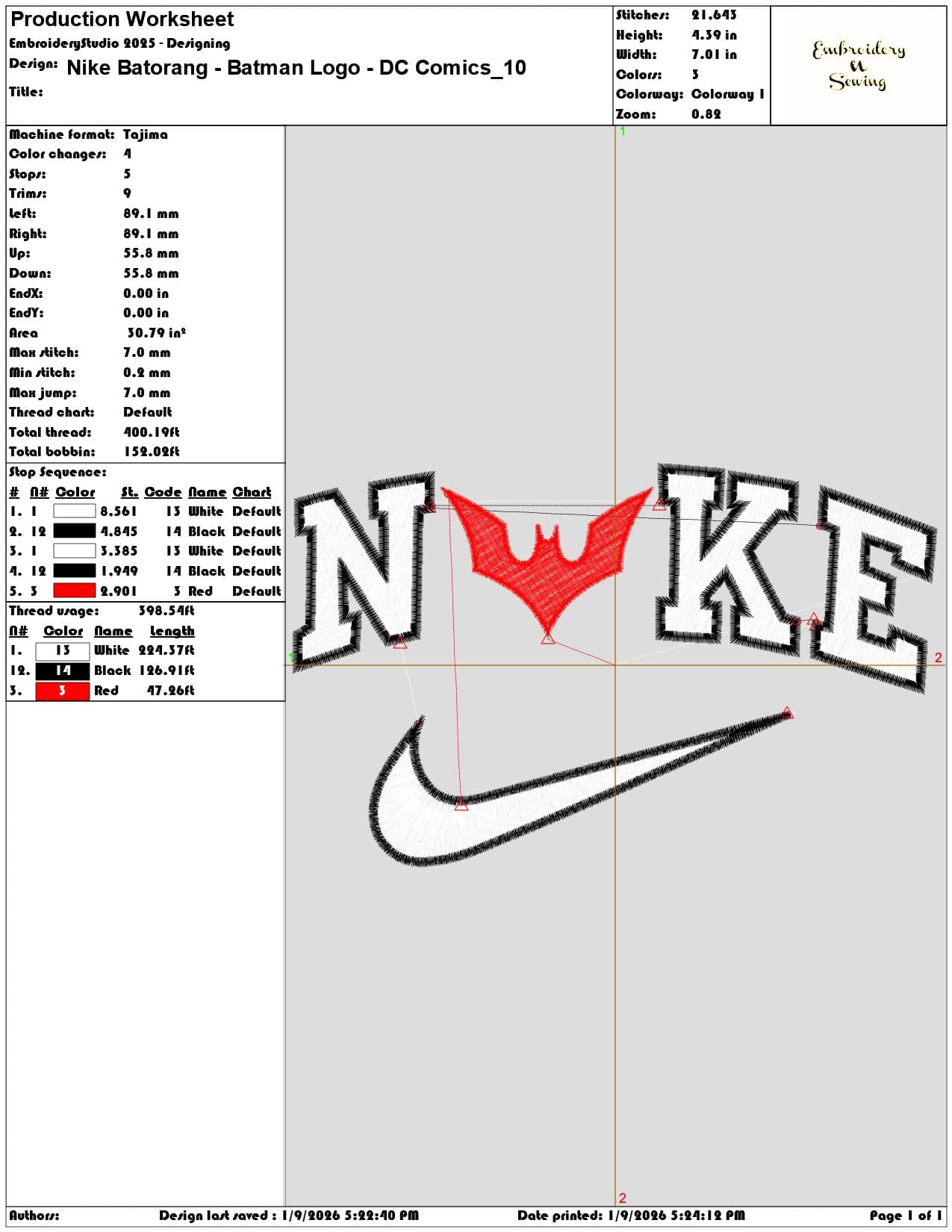 Nike Batorang Batman Logo DC Comics  - Elegant embroidery design file - instant download — view 3