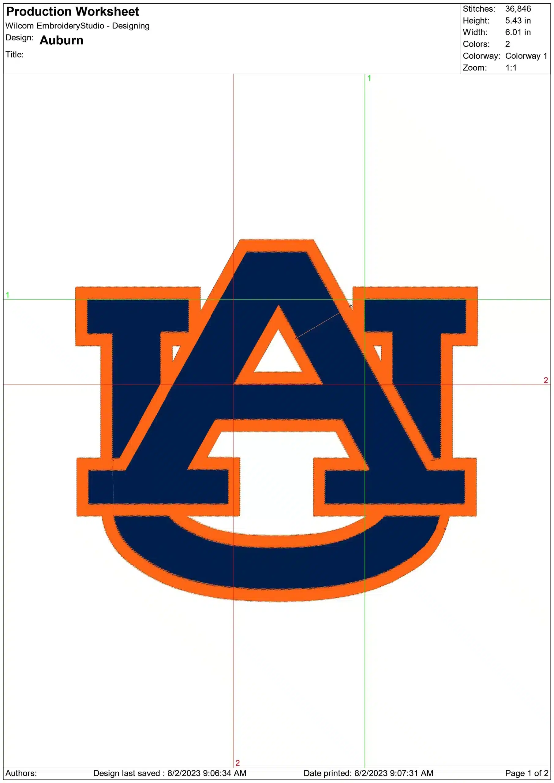 Auburn Tigers embroidery design - University of Auburn embroidery machine — view 2