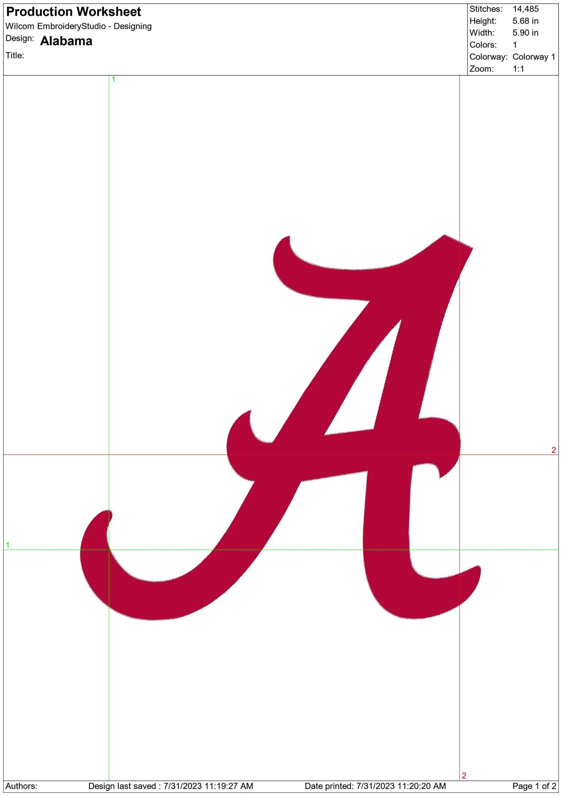 Alabama Athletics embroidery design - Crimson Tide Logo embroidery machine pattern AA embroidery file — view 2