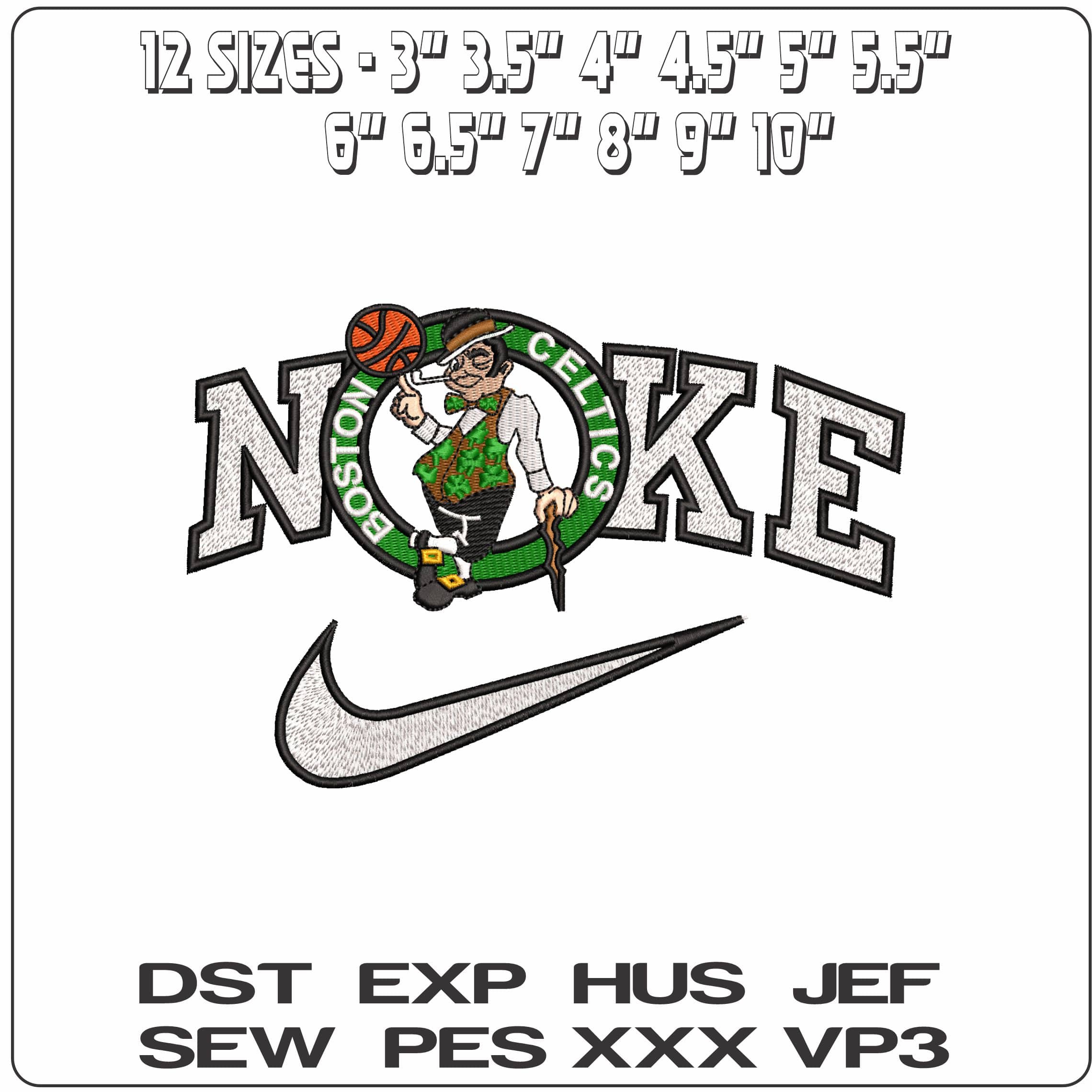 Nike Boston Celtics  - Elegant embroidery design file - instant download — view 2