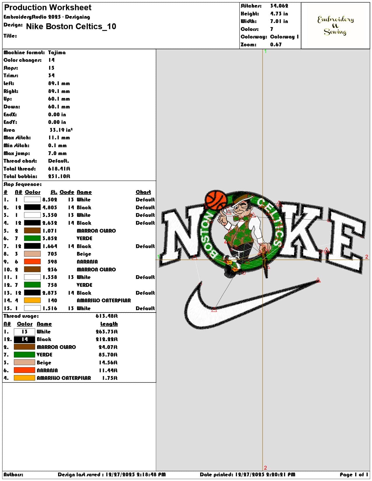 Nike Boston Celtics  - Elegant embroidery design file - instant download — view 3