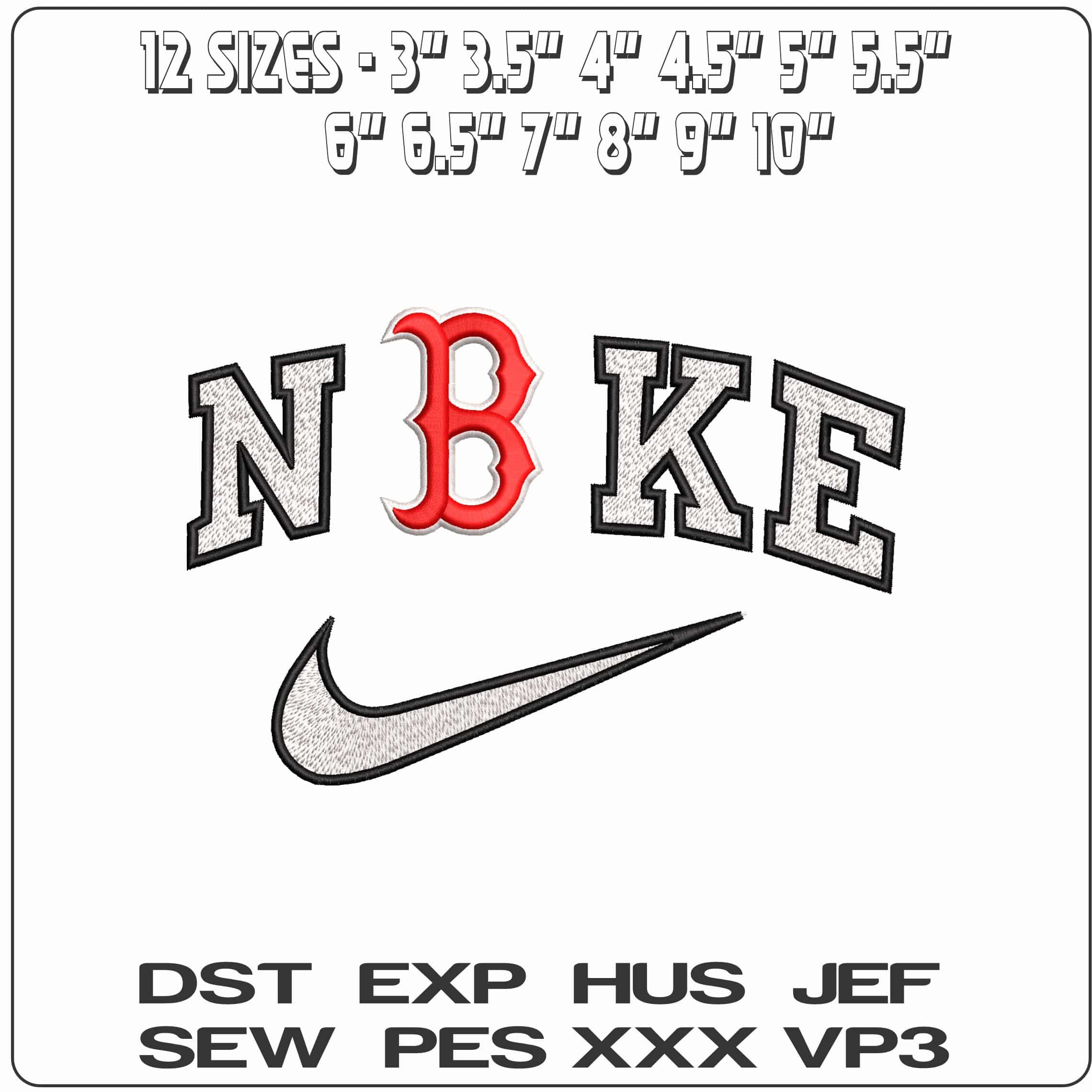 Nike Boston Red Sox 3d  - Elegant embroidery design file - instant download — view 2