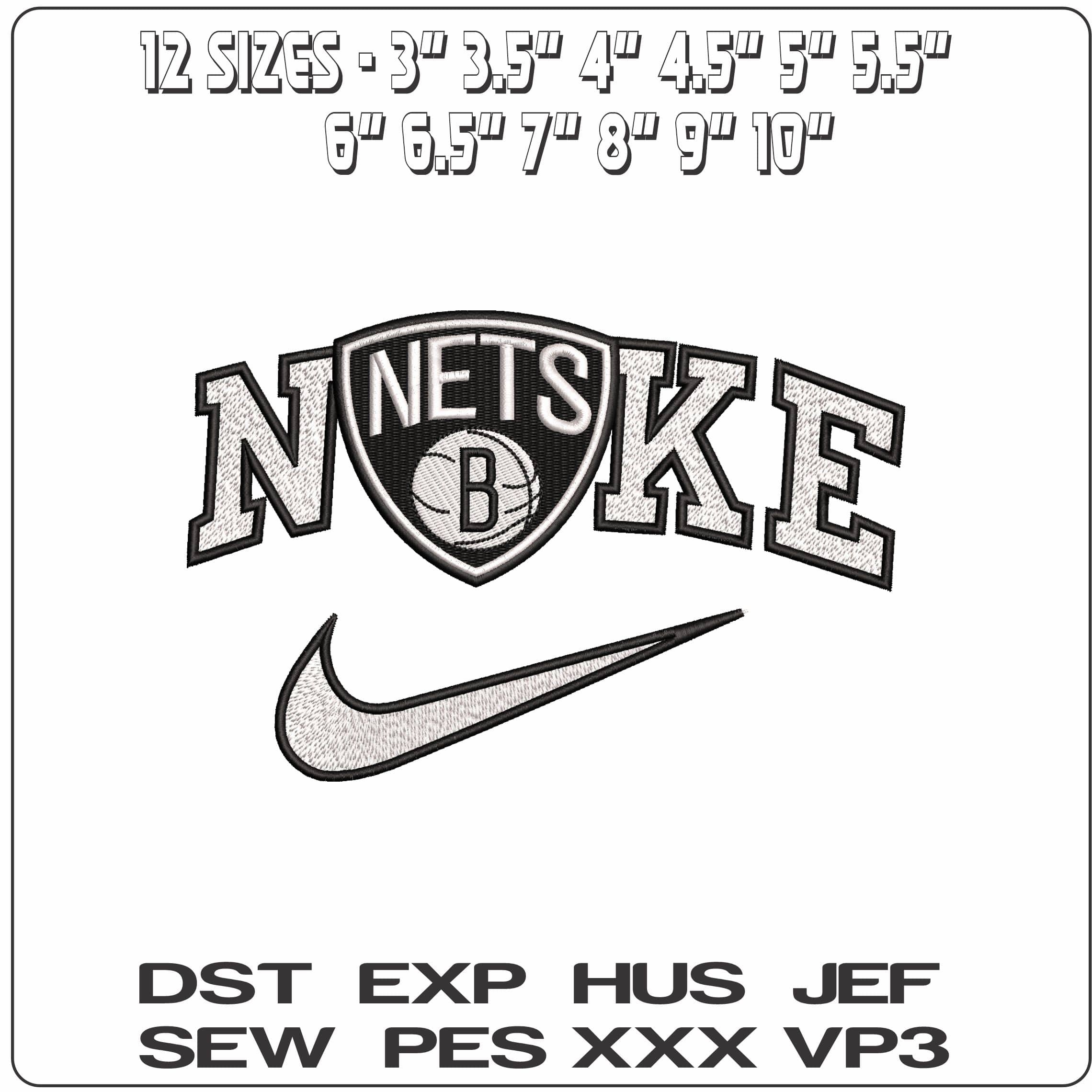 Nike Brooklyn Nets  - Elegant embroidery design file - instant download — view 2