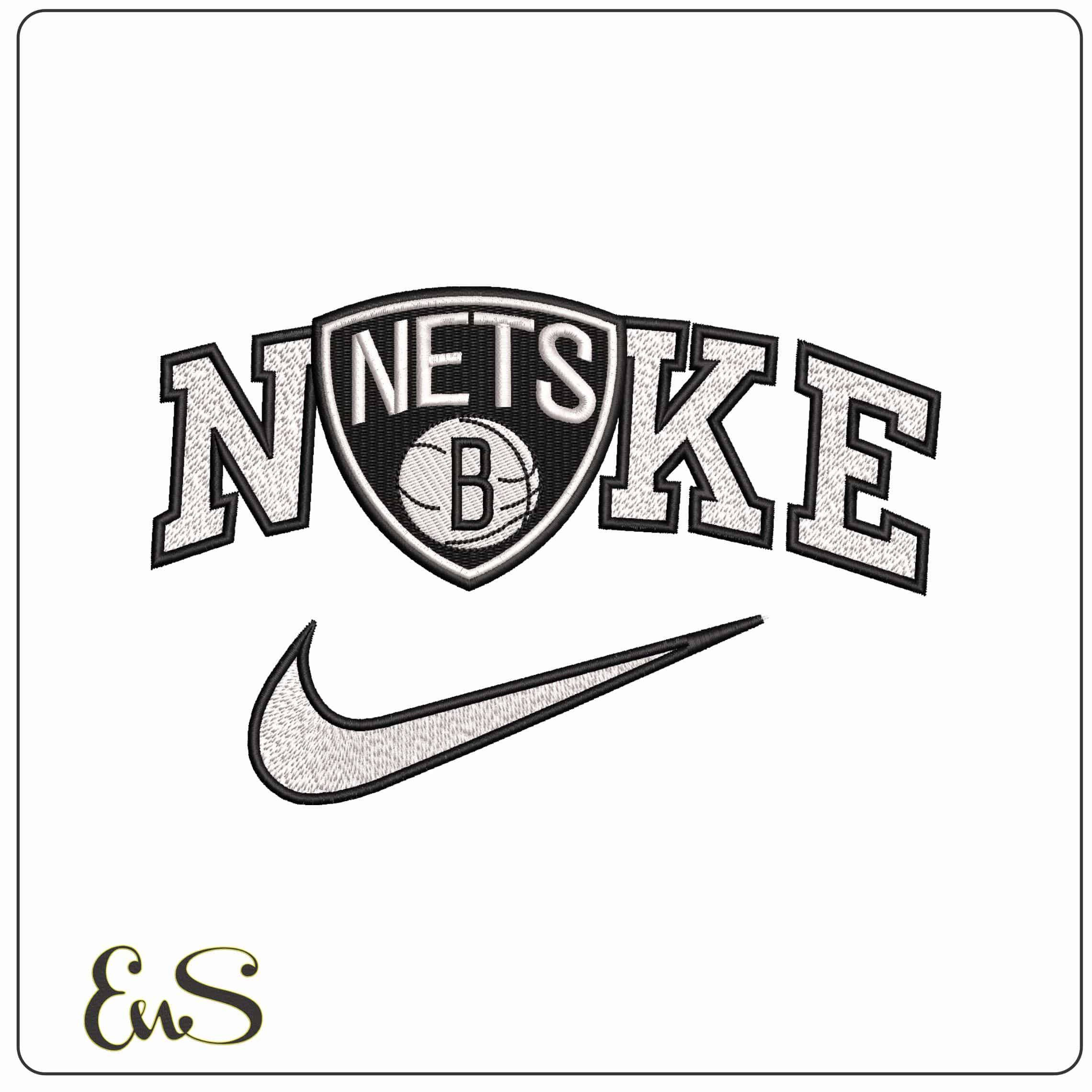 Nike Brooklyn Nets  - Elegant embroidery design file - instant download