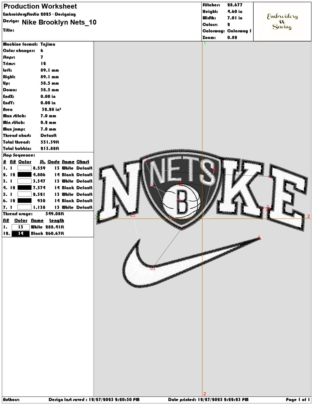 Nike Brooklyn Nets  - Elegant embroidery design file - instant download — view 3