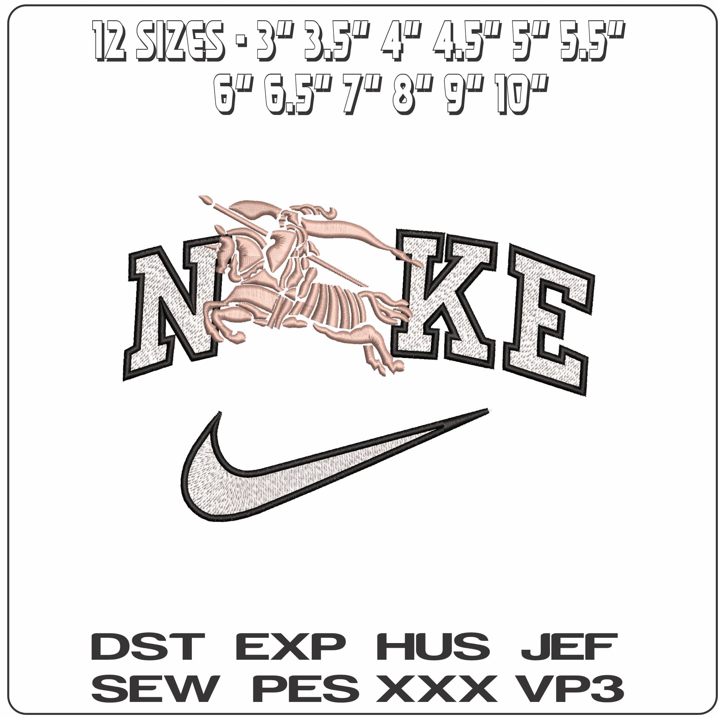 Nike Burberry Horse  - Elegant embroidery design file - instant download — view 2