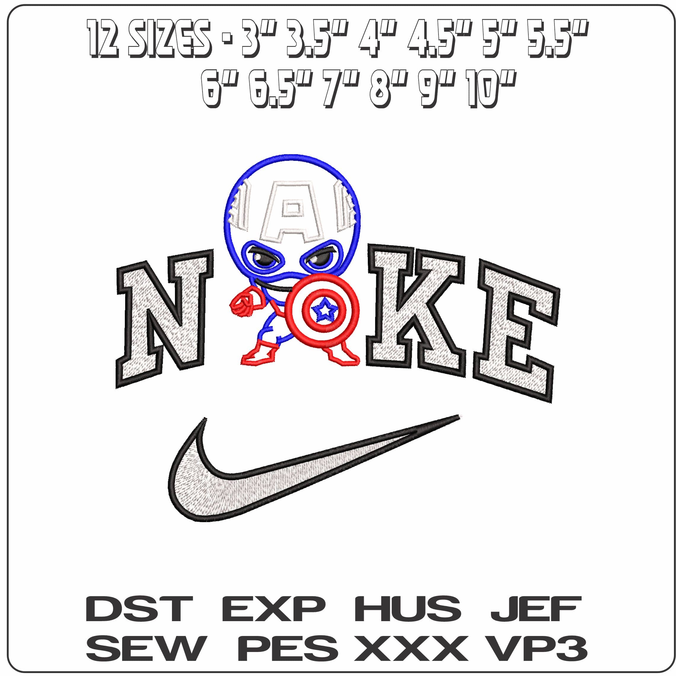 Nike Capitan America outline  - Elegant embroidery design file - instant download — view 2