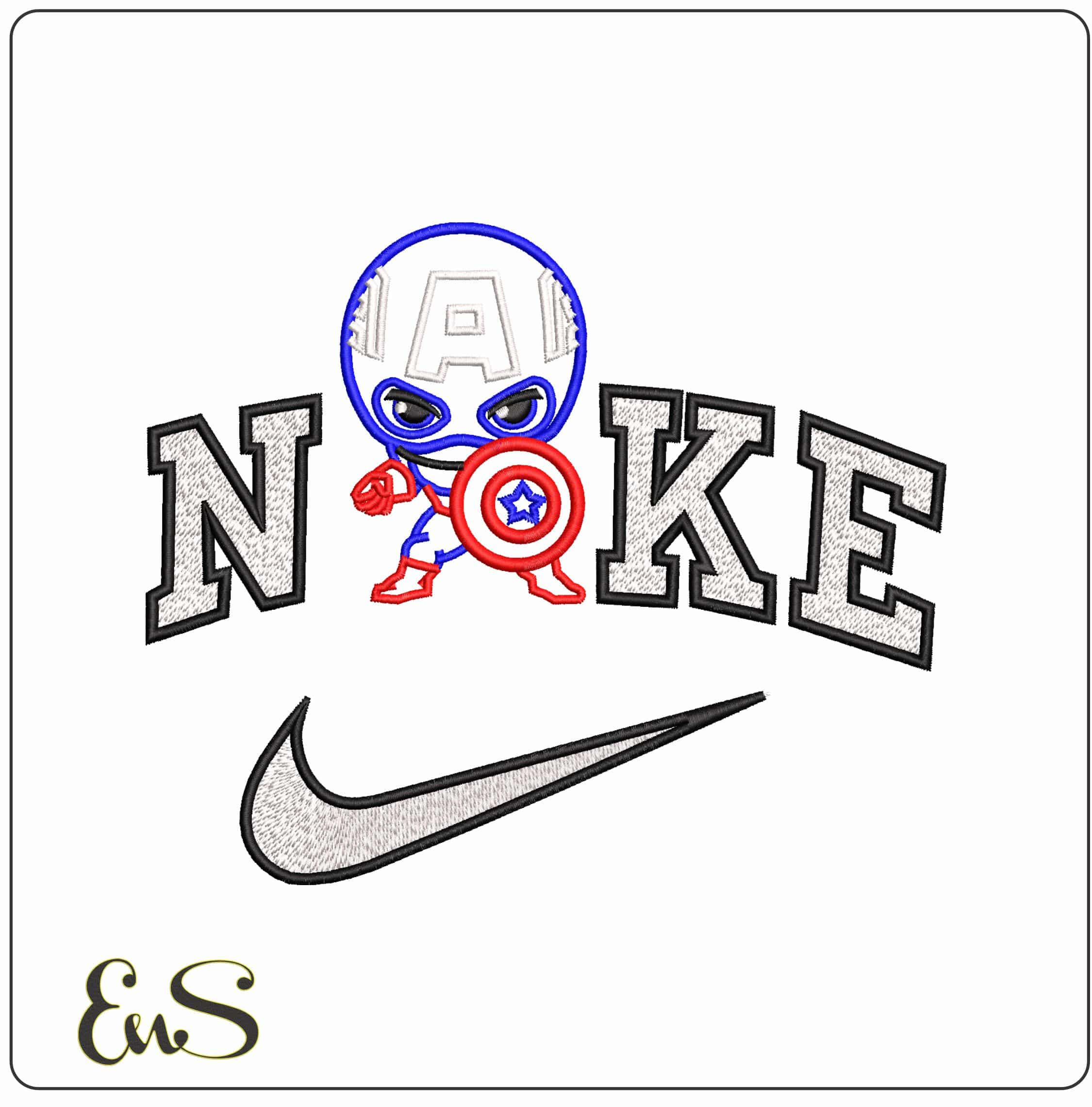 Nike Capitan America outline  - Elegant embroidery design file - instant download