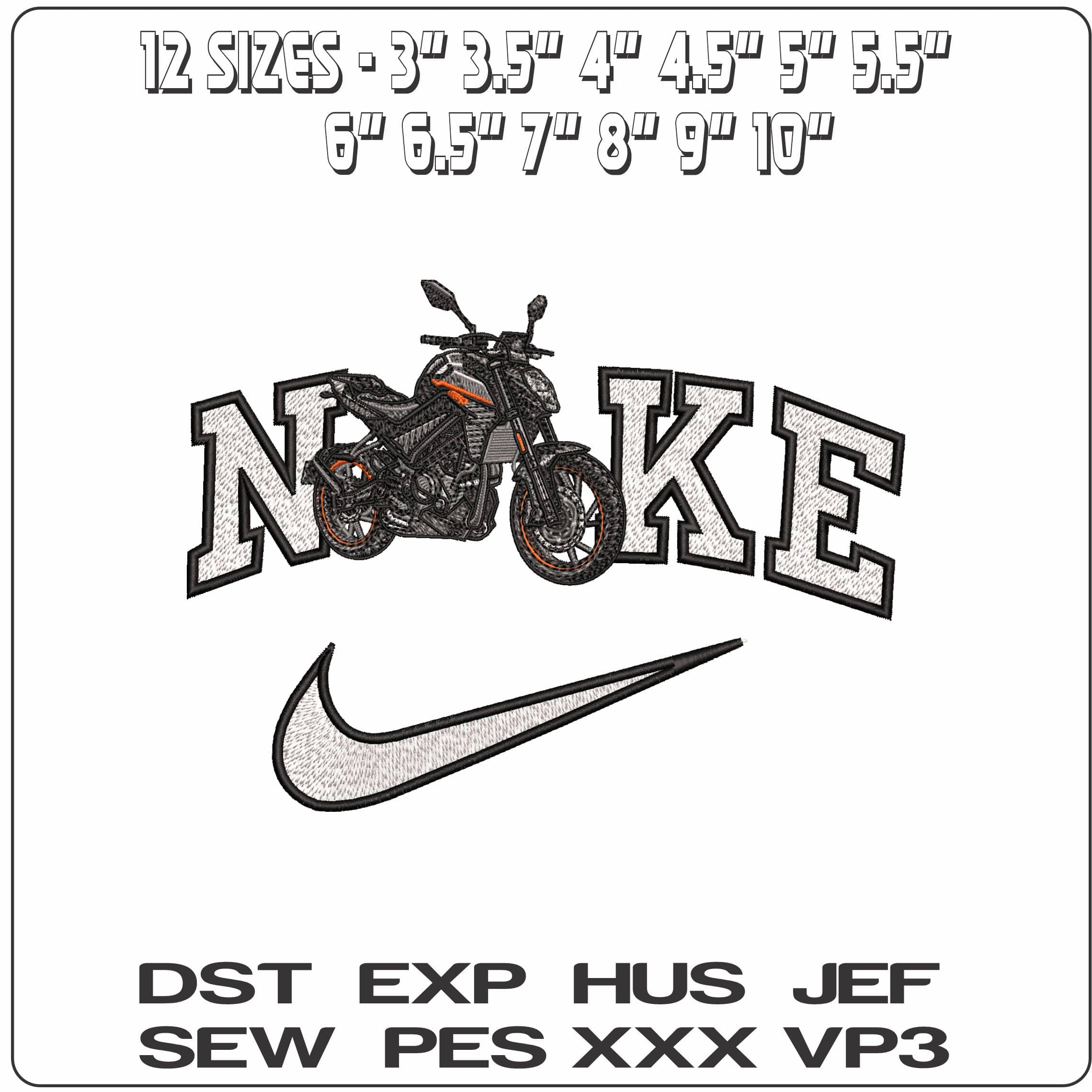 Nike CF Moto 300NK Motorbike  - Elegant embroidery design file - instant download — view 2