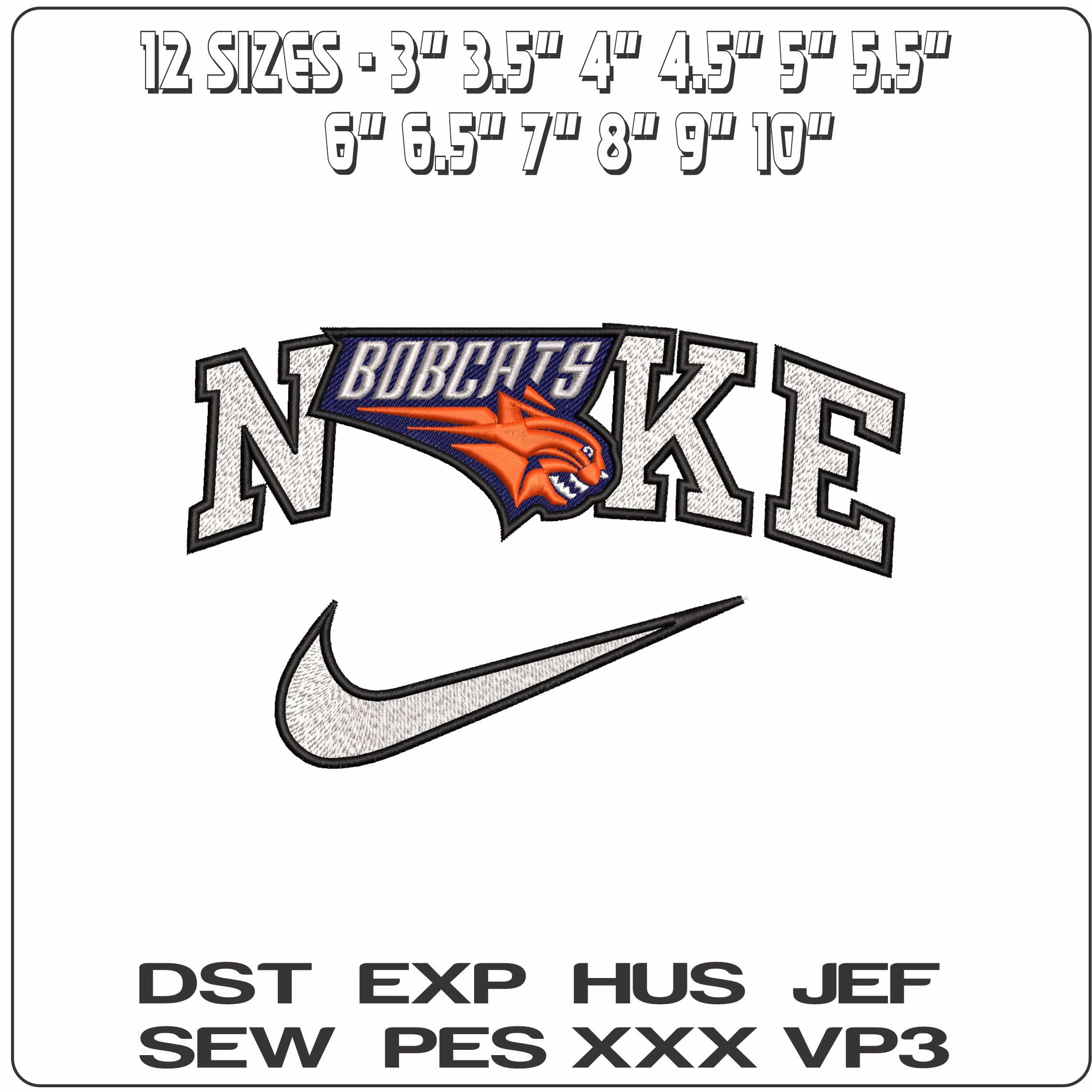 Nike Charlottte Bobcats  - Elegant embroidery design file - instant download — view 2