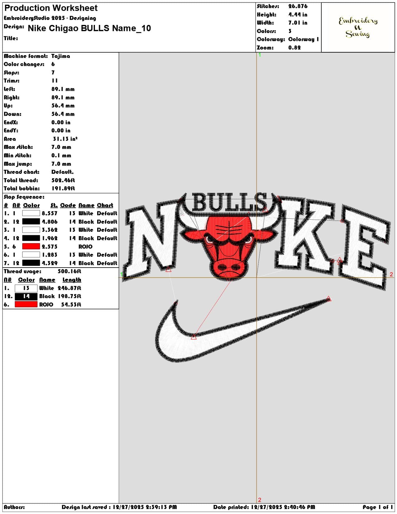 Nike Chigao BULLS Name  - Elegant embroidery design file - instant download — view 3