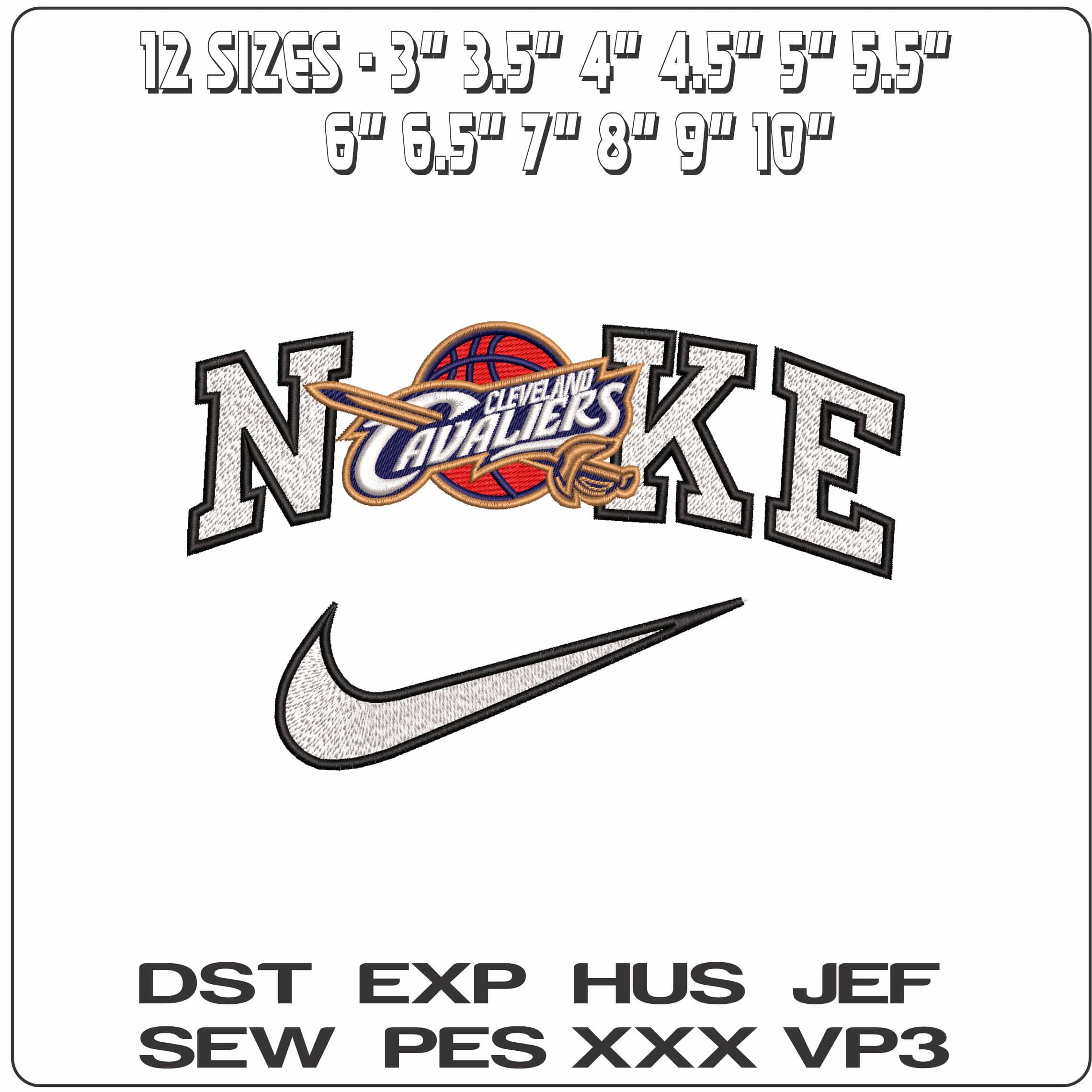Nike Cleveland Cavalier  - Elegant embroidery design file - instant download — view 2