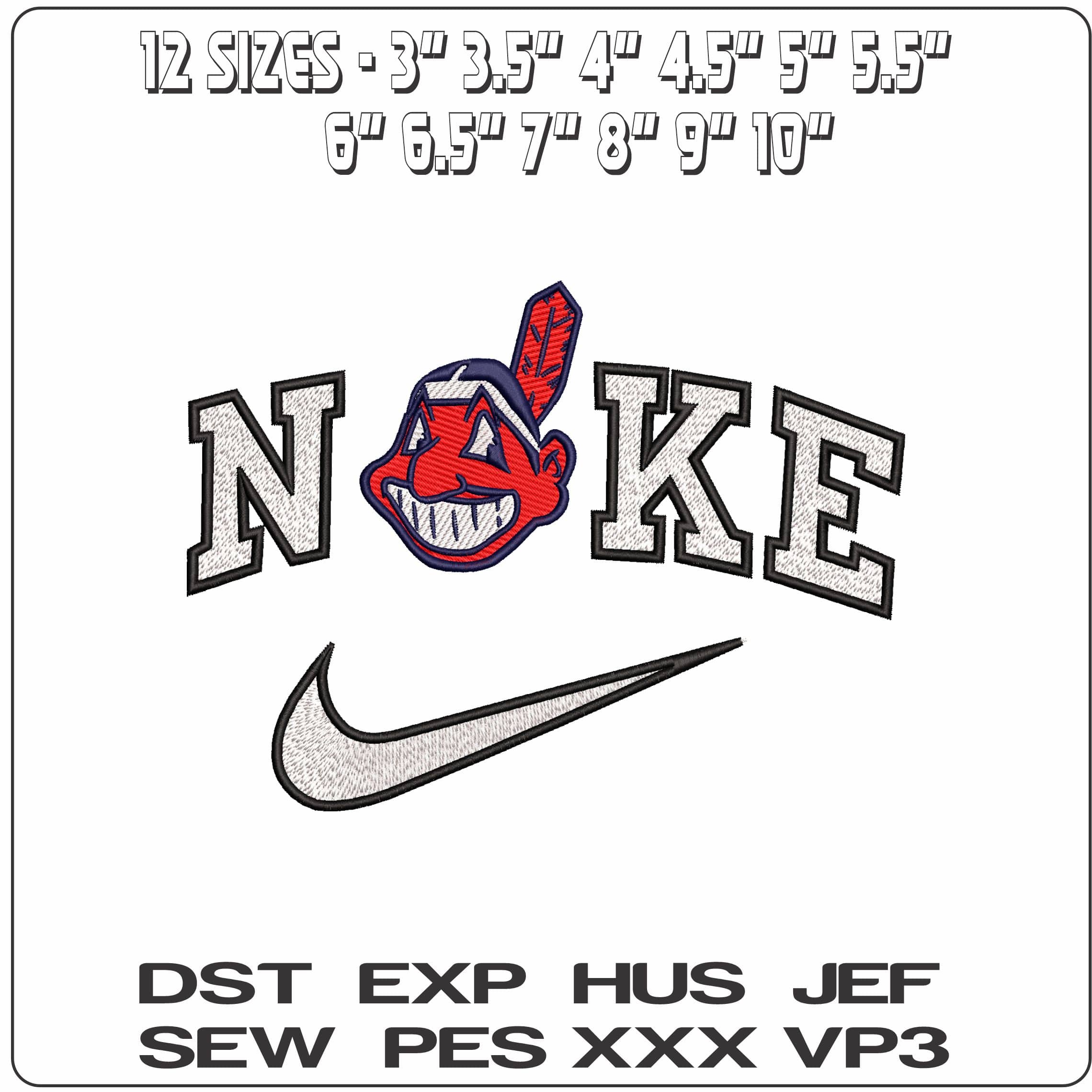 Nike Cleveland Indian MLB  - Elegant embroidery design file - instant download — view 2