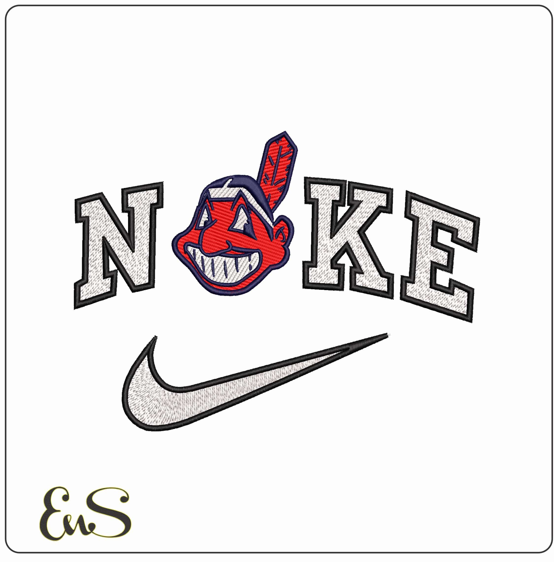 Nike Cleveland Indian MLB  - Elegant embroidery design file - instant download