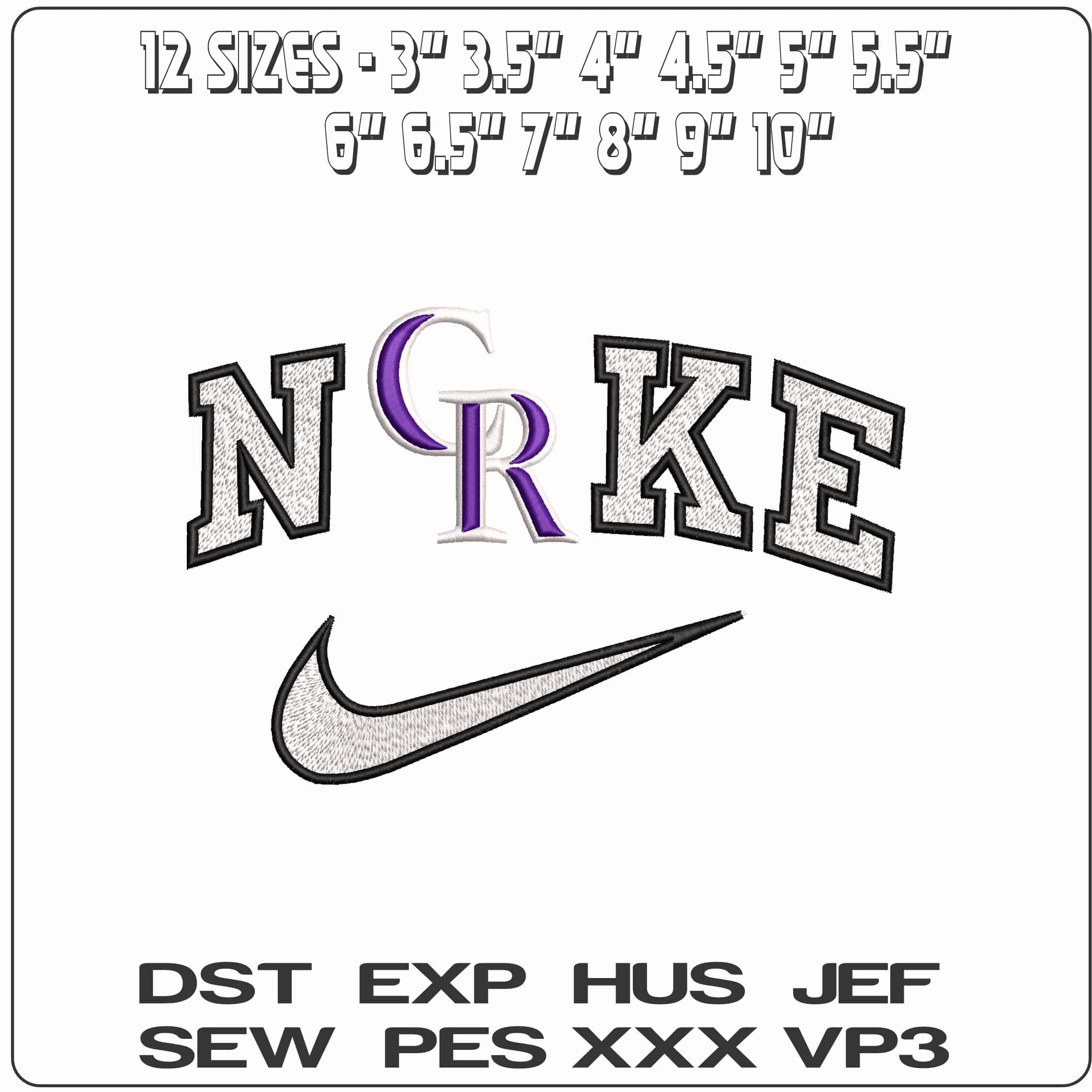 Nike Colorado Rockies 3d  - Elegant embroidery design file - instant download — view 2