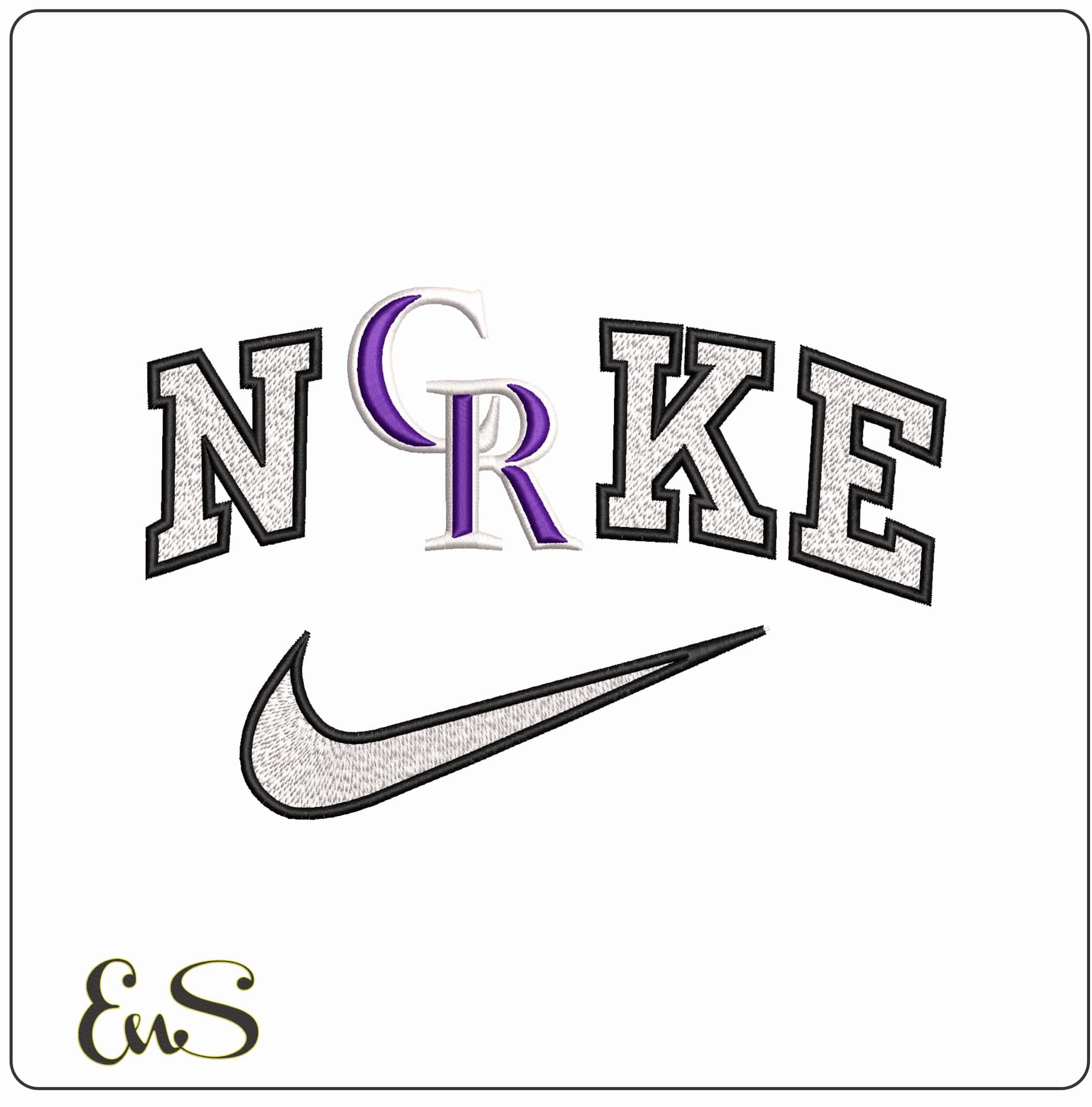 Nike Colorado Rockies 3d  - Elegant embroidery design file - instant download