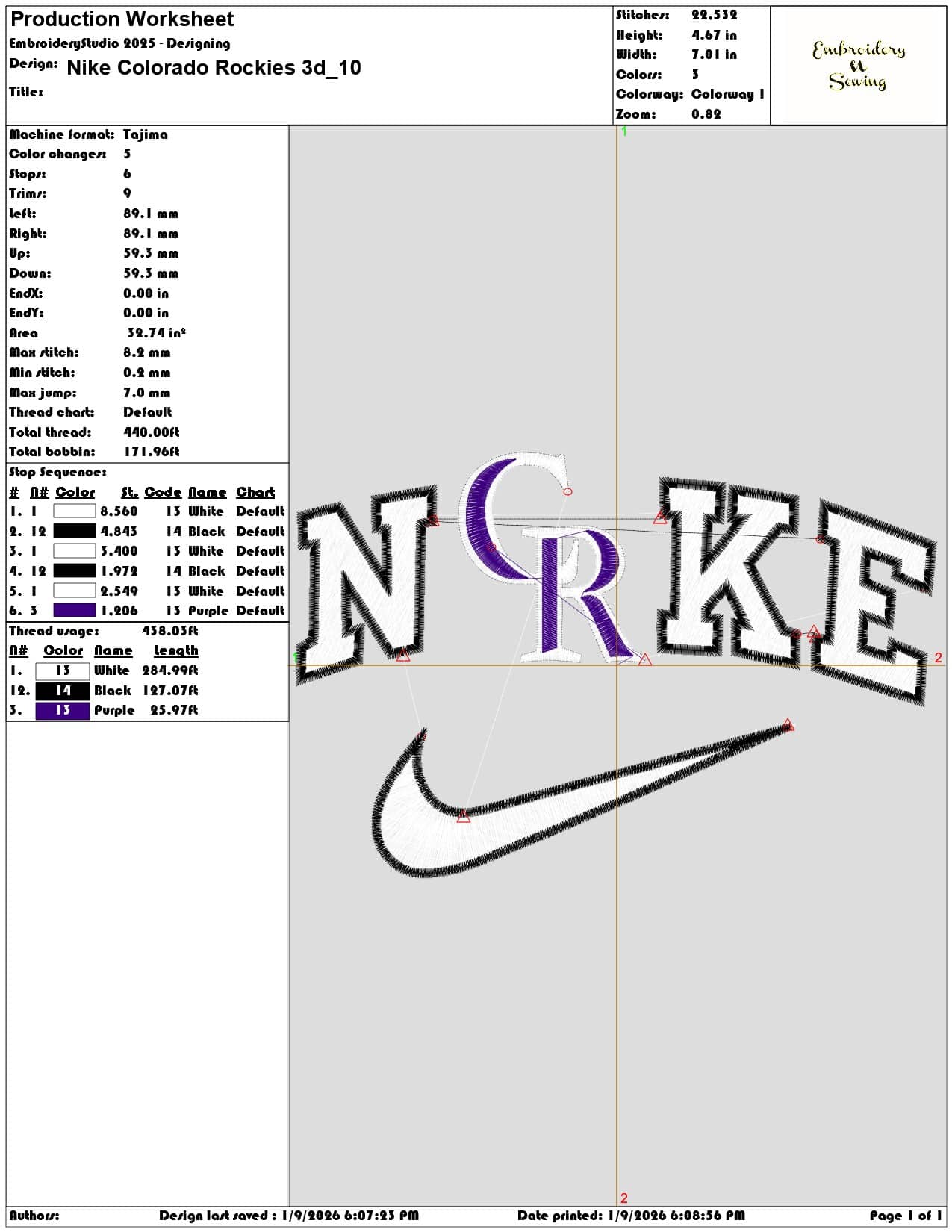 Nike Colorado Rockies 3d  - Elegant embroidery design file - instant download — view 3