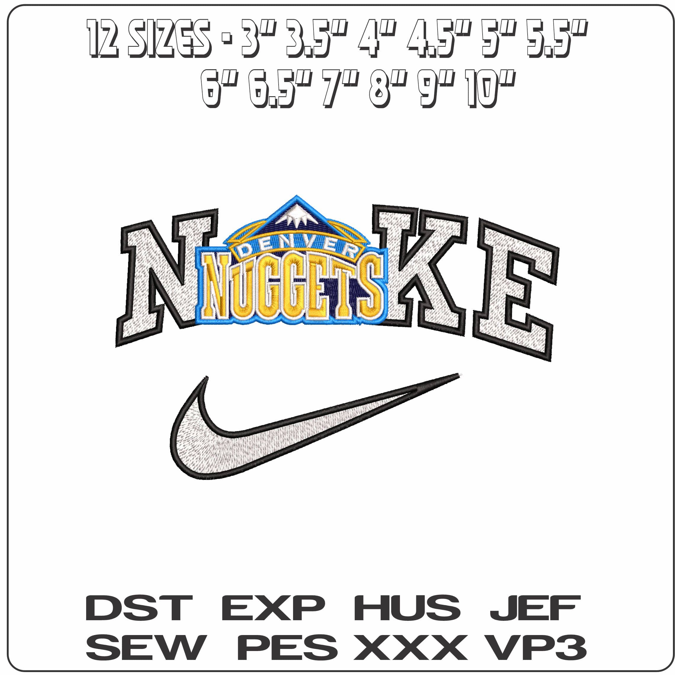 Nike Denver Nuggets  - Elegant embroidery design file - instant download — view 2