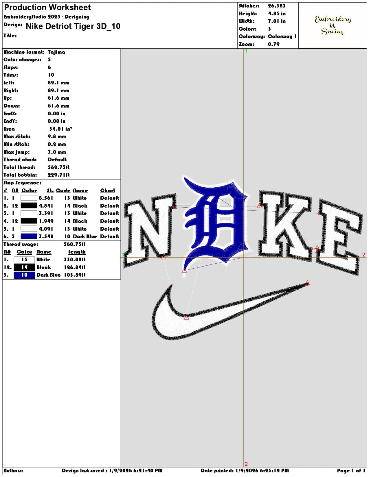 Nike Detriot Tiger 3D  - Elegant embroidery design file - instant download — view 3