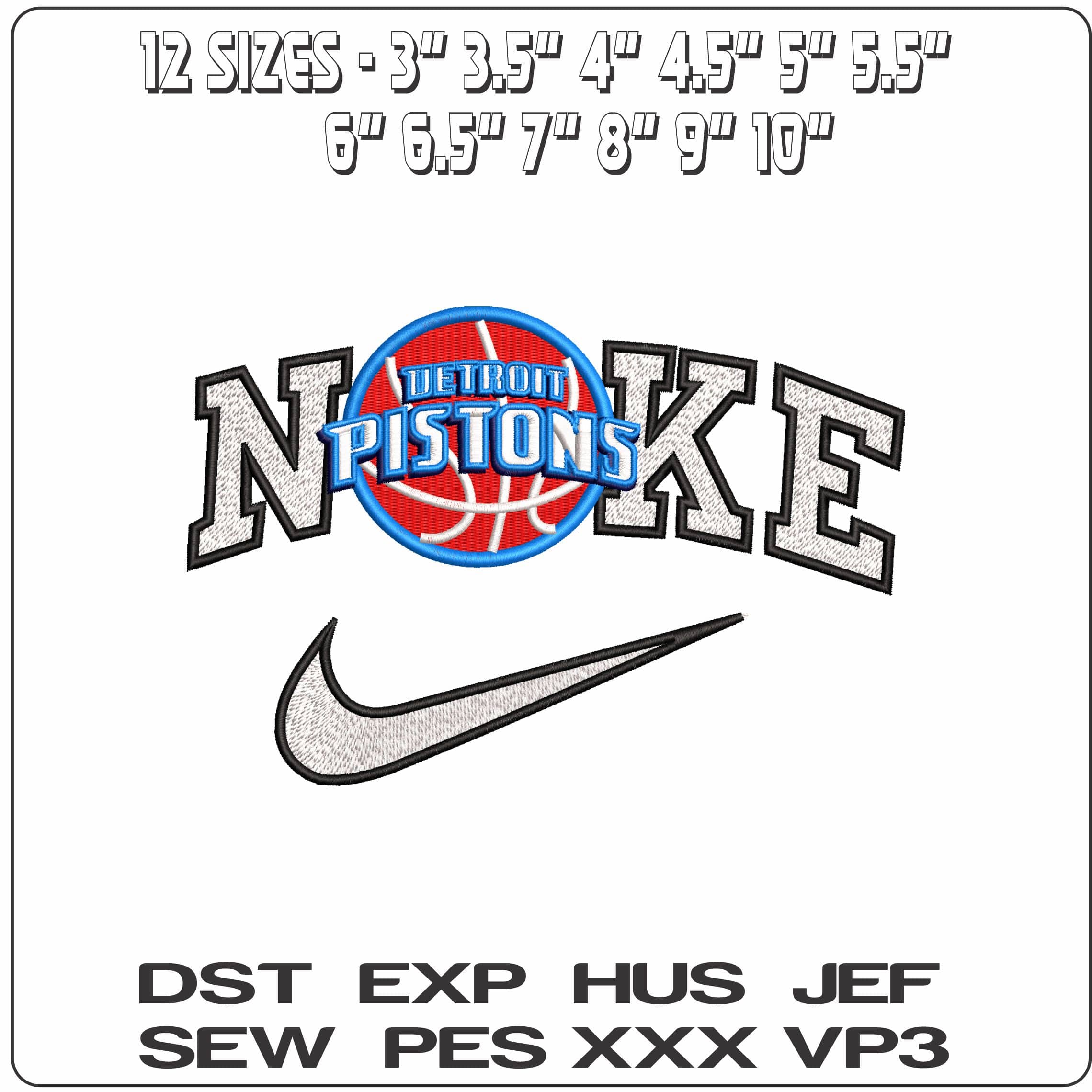 Nike Detroit Pistons  - Elegant embroidery design file - instant download — view 2