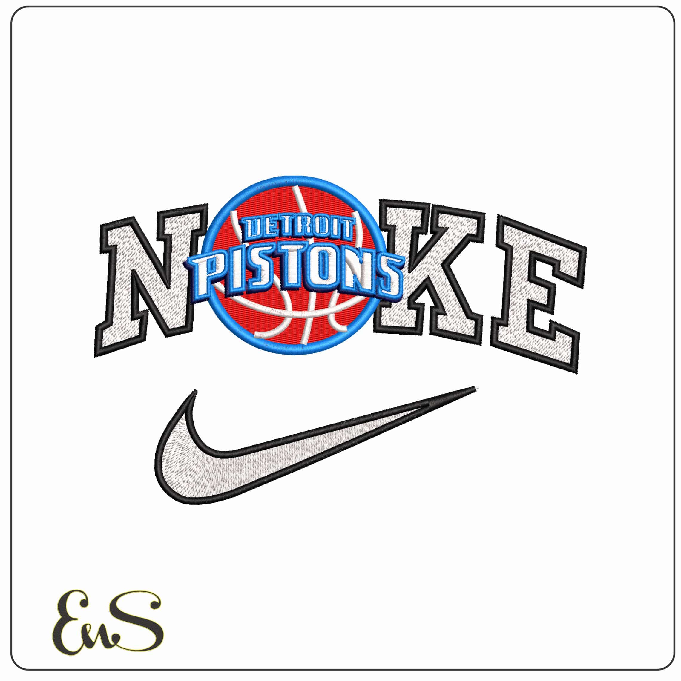 Nike Detroit Pistons  - Elegant embroidery design file - instant download