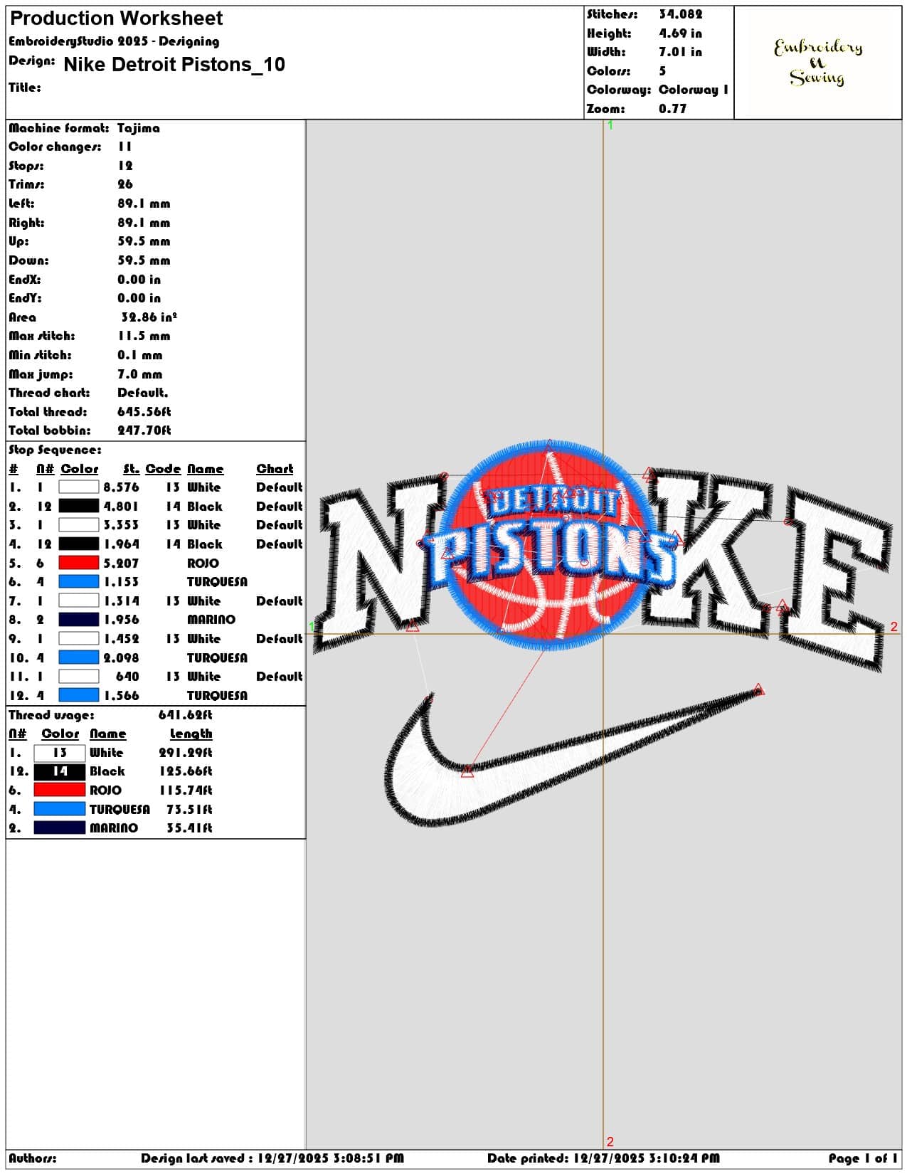 Nike Detroit Pistons  - Elegant embroidery design file - instant download — view 3