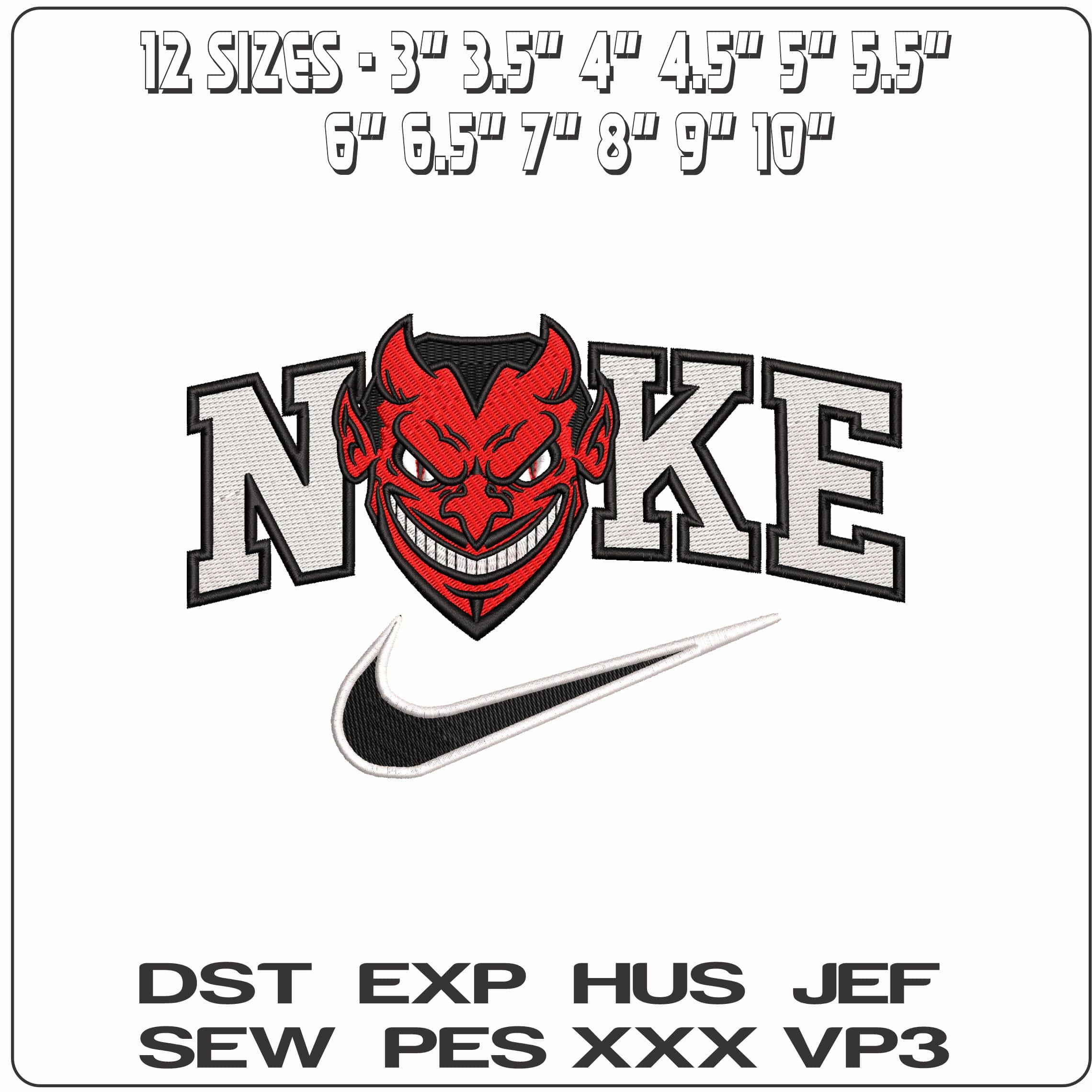 Nike Devils Face  - Elegant embroidery design file - instant download — view 2