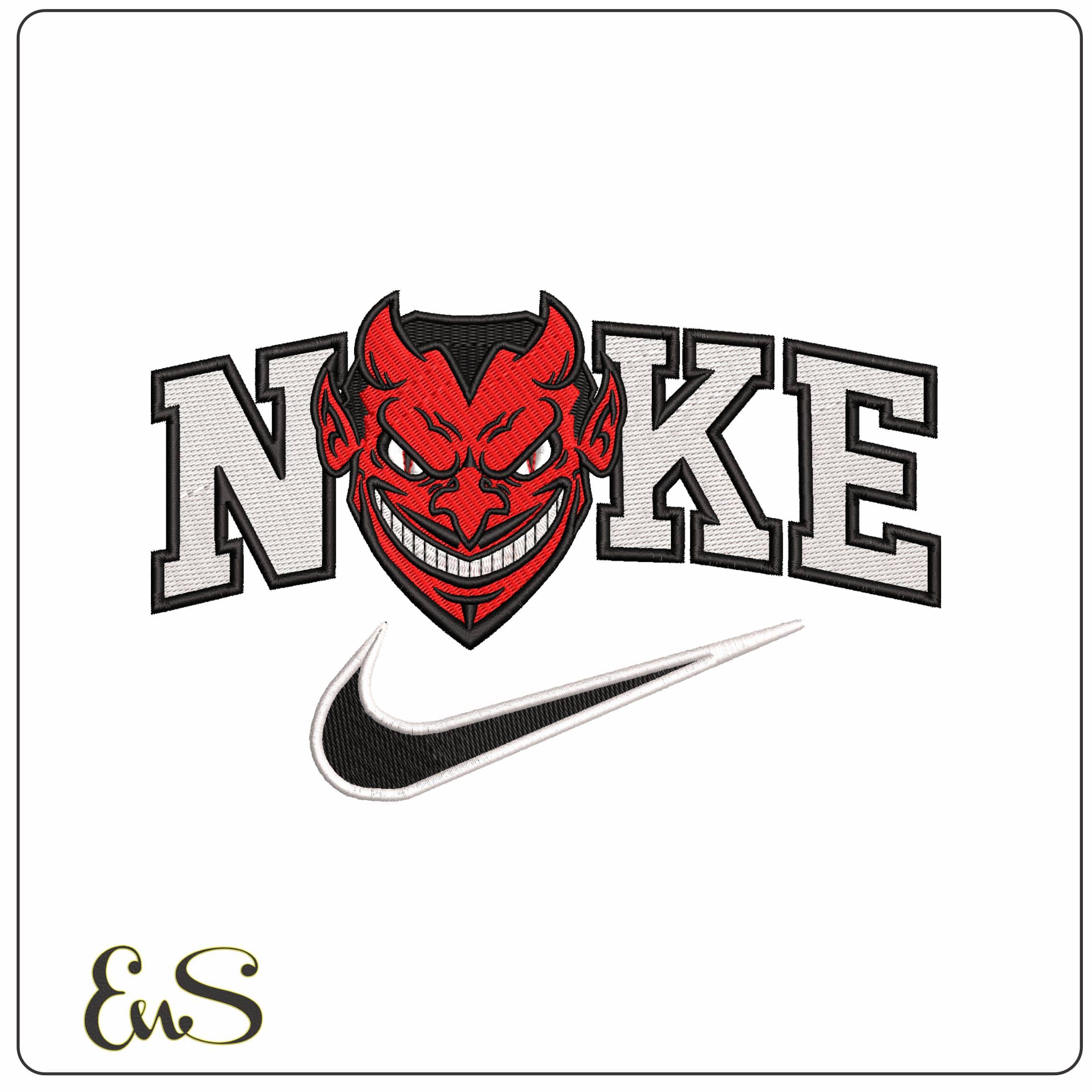 Nike Devils Face  - Elegant embroidery design file - instant download