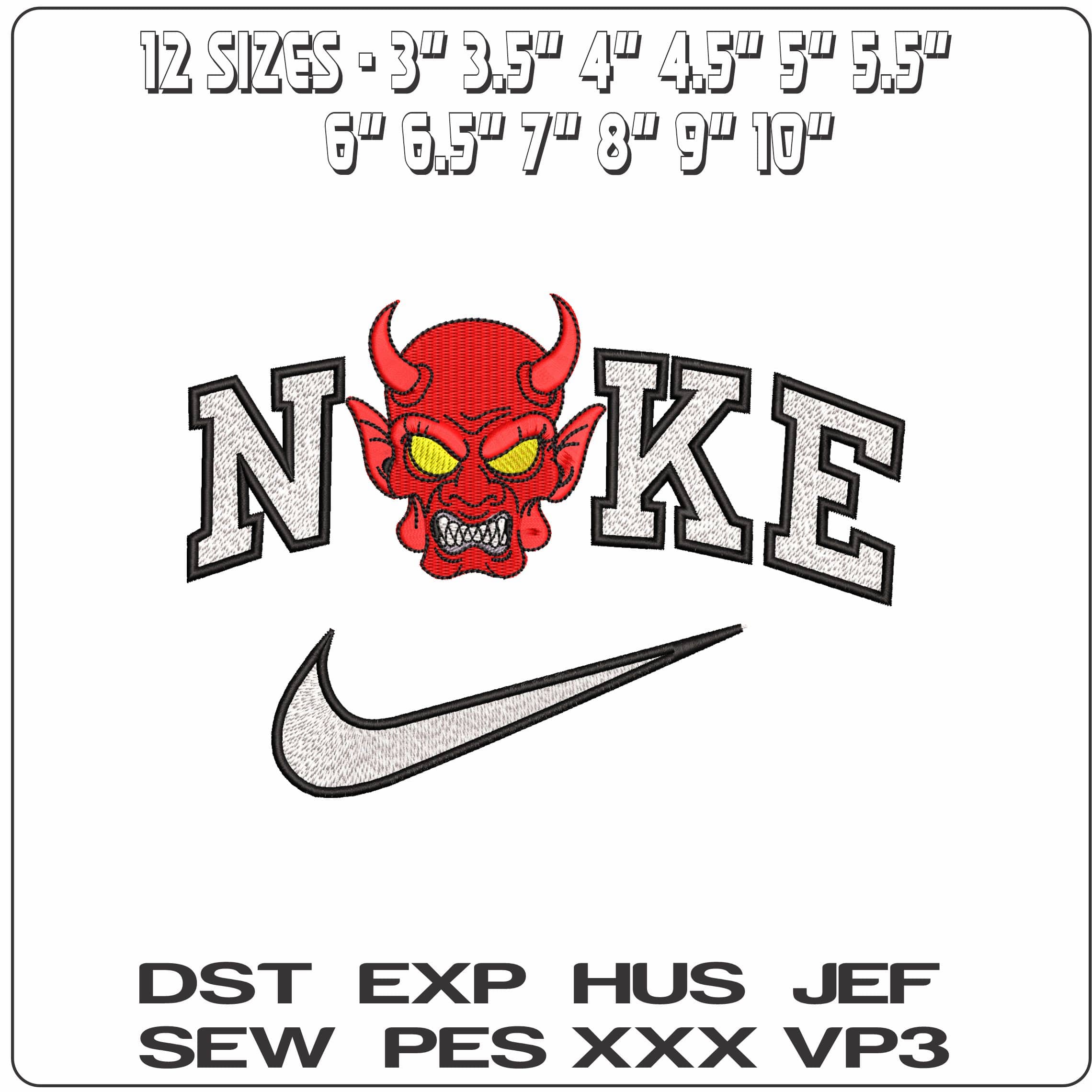 Nike Devils Skull  - Elegant embroidery design file - instant download — view 2