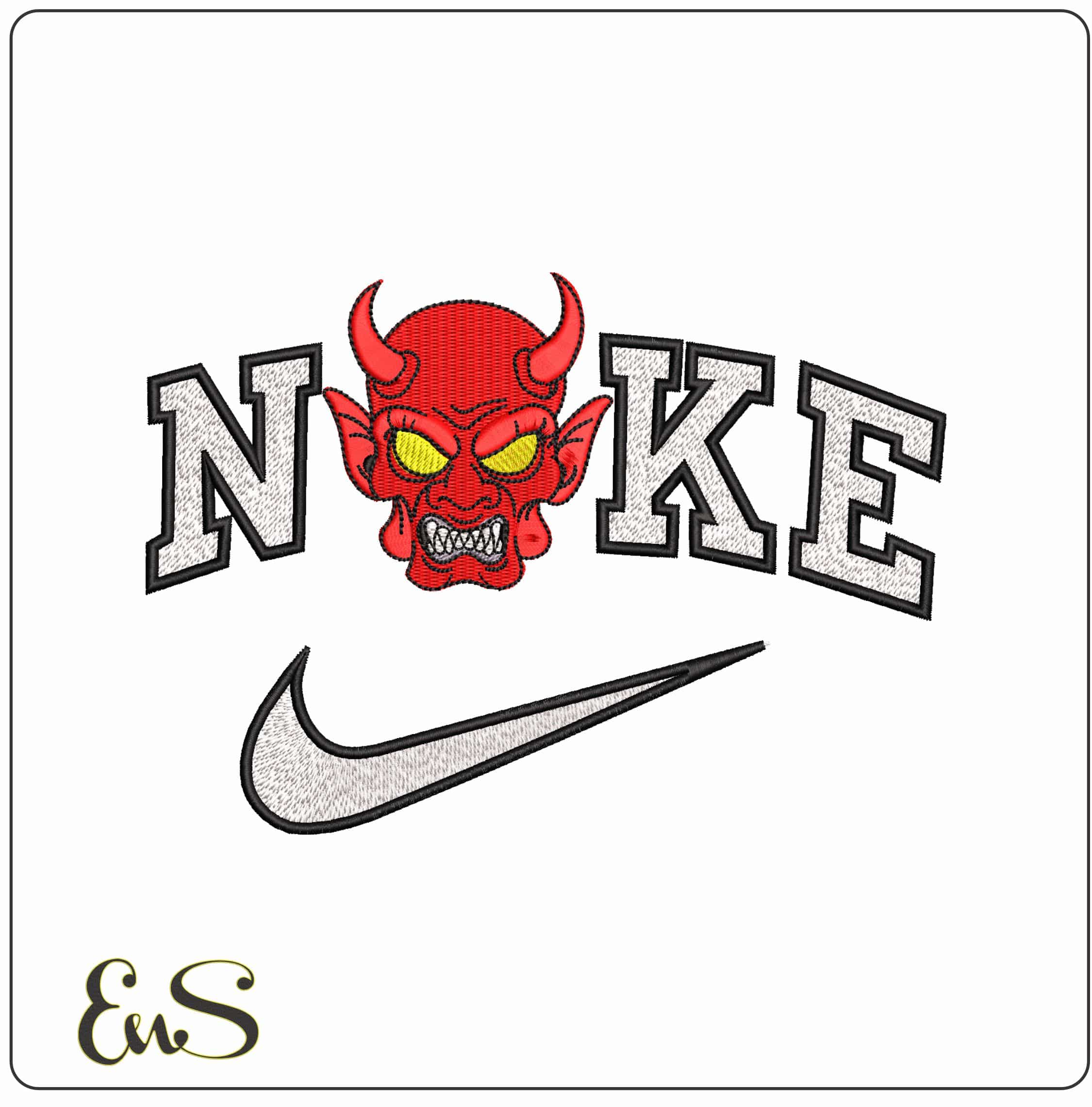 Nike Devils Skull  - Elegant embroidery design file - instant download
