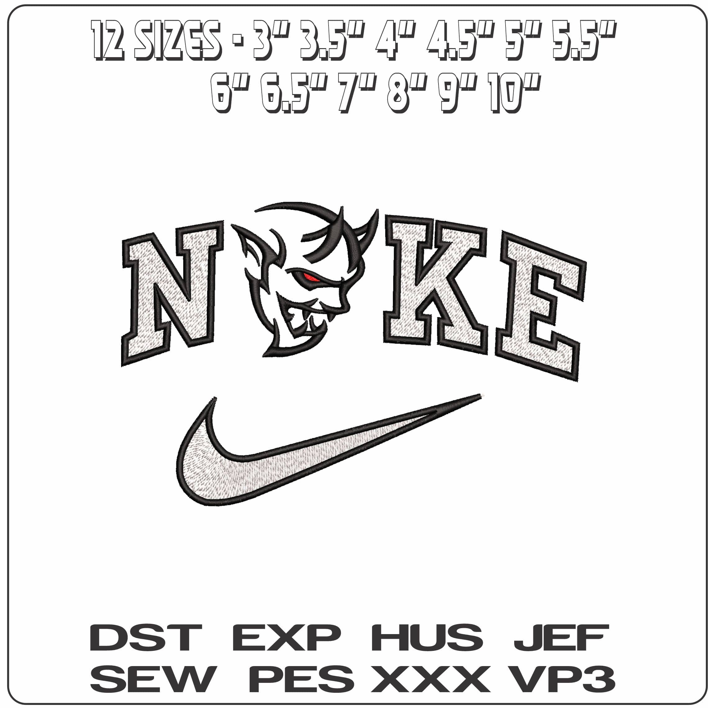 Nike Diablo Devil Line Art  - Elegant embroidery design file - instant download — view 2