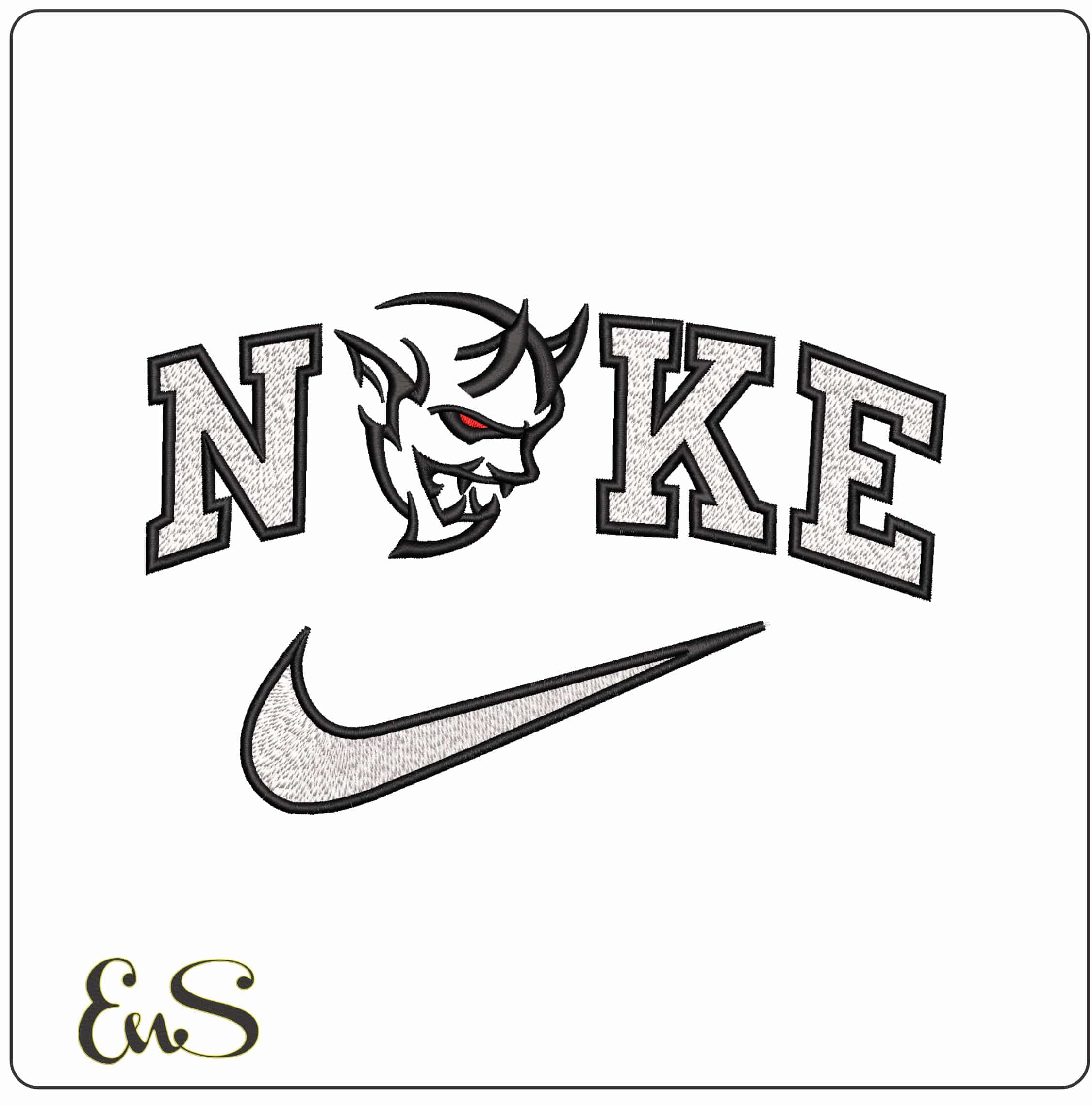 Nike Diablo Devil Line Art  - Elegant embroidery design file - instant download