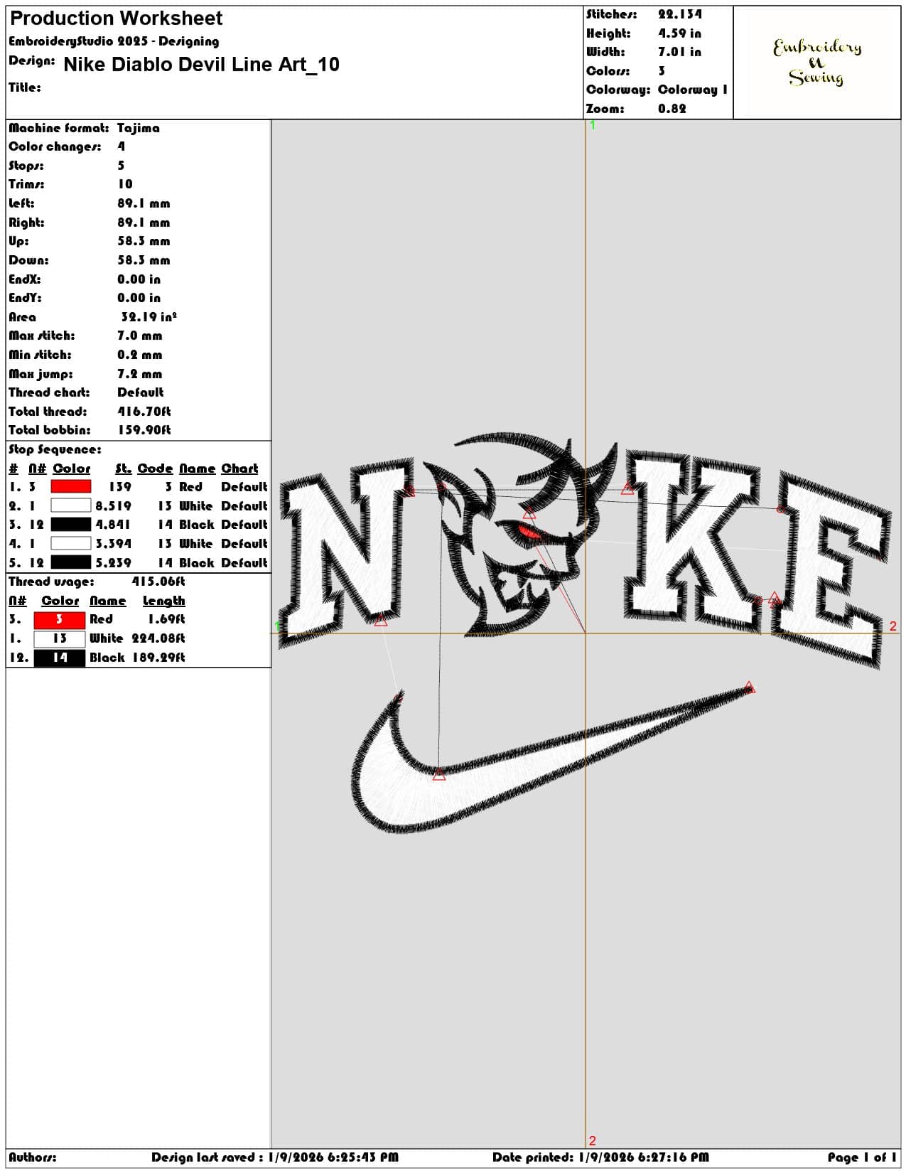 Nike Diablo Devil Line Art  - Elegant embroidery design file - instant download — view 3