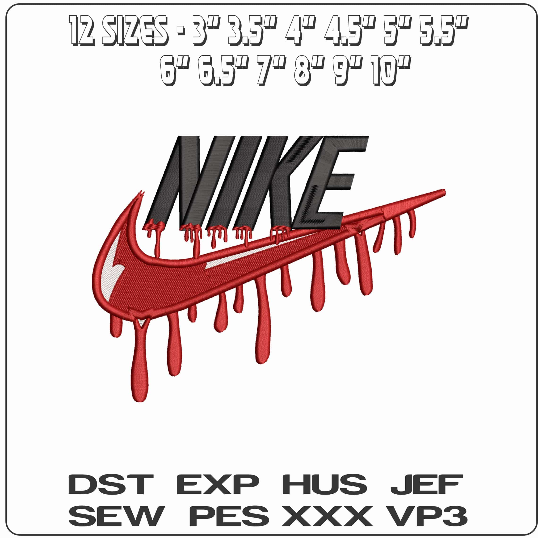 Nike dripping blood   - Elegant embroidery design file - instant download — view 2