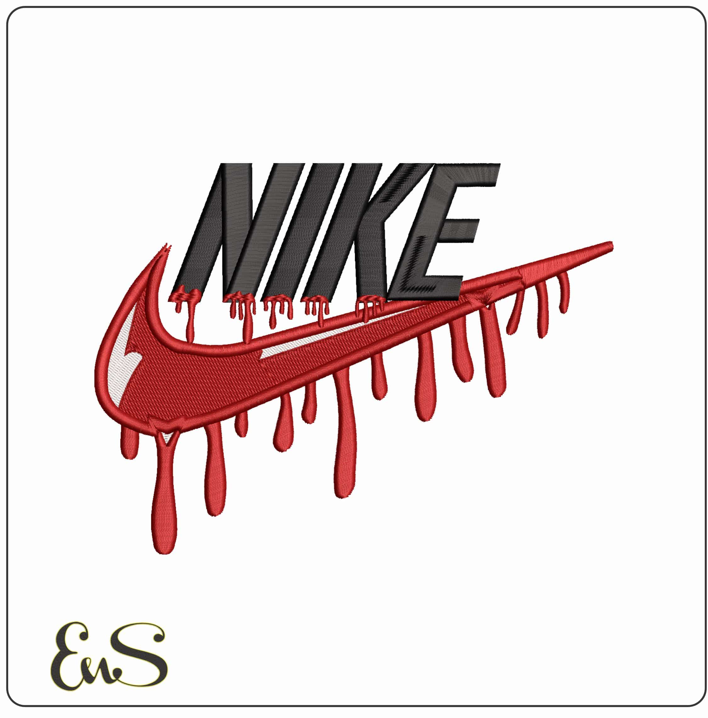 Nike dripping blood   - Elegant embroidery design file - instant download