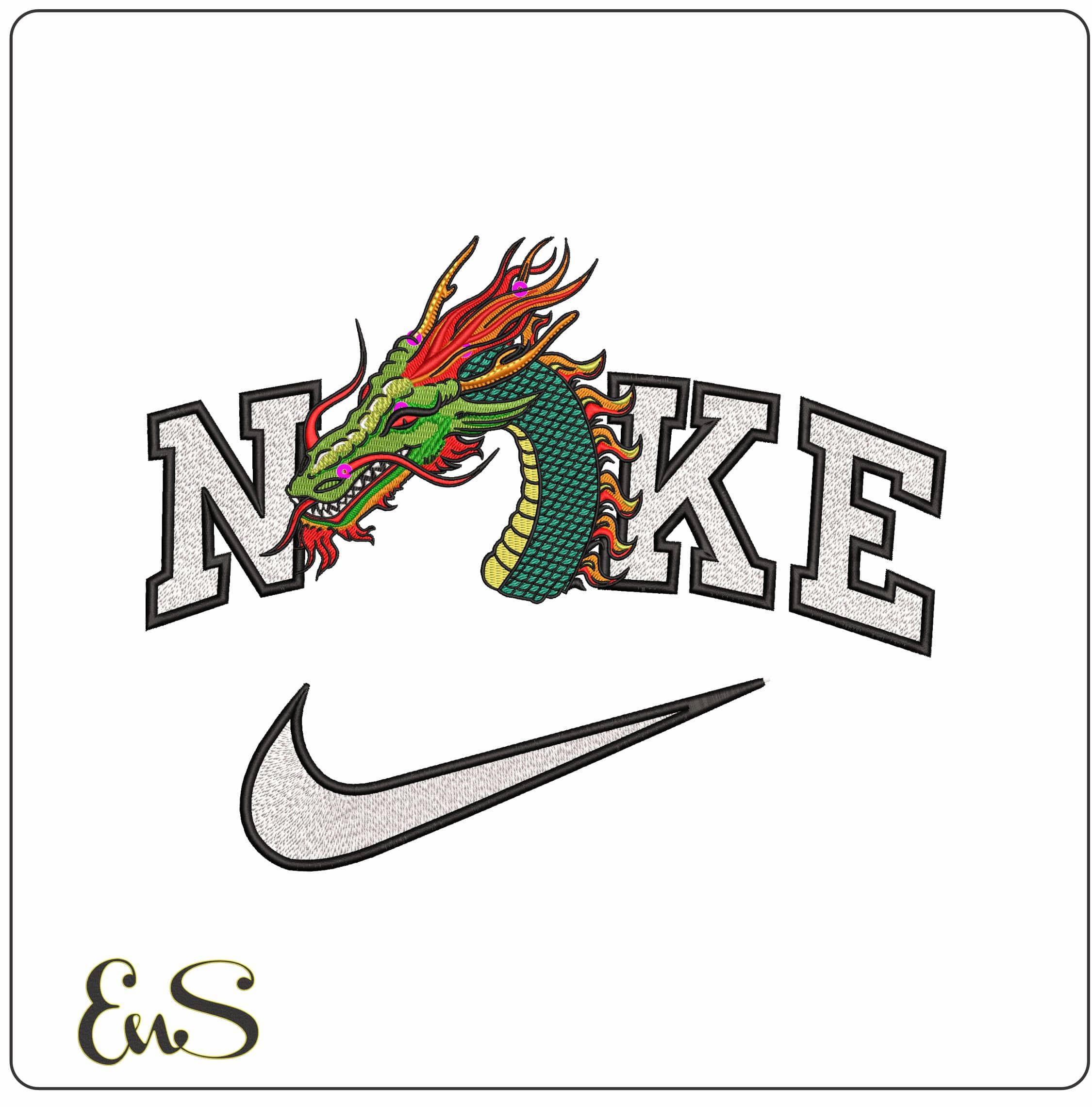 Nike Eternal Dragon Head Dragon Ball Anime   - Elegant embroidery design file - instant download