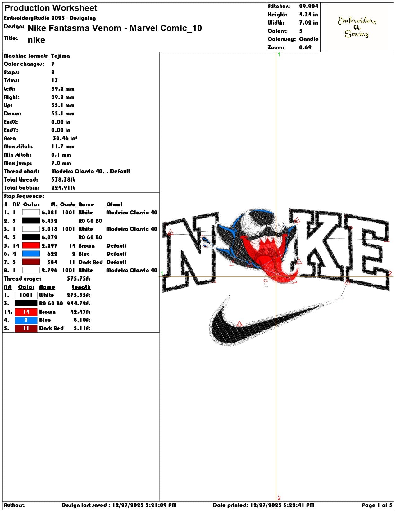 Nike Fantasma Venom Marvel Comic  - Elegant embroidery design file - instant download — view 3