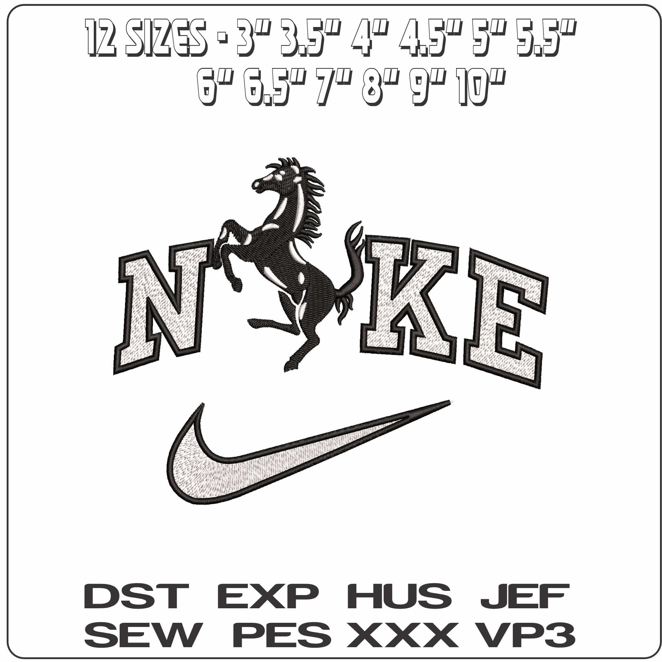 Nike Ferrari Horse  - Elegant embroidery design file - instant download — view 2