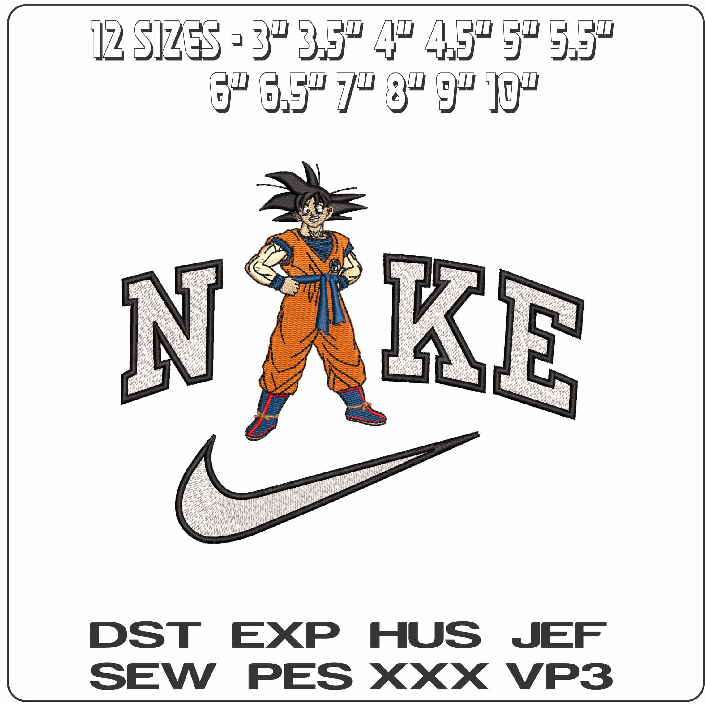 Nike Full Goku Posing Dragon Ball Anime  - Elegant embroidery design file - instant download — view 2
