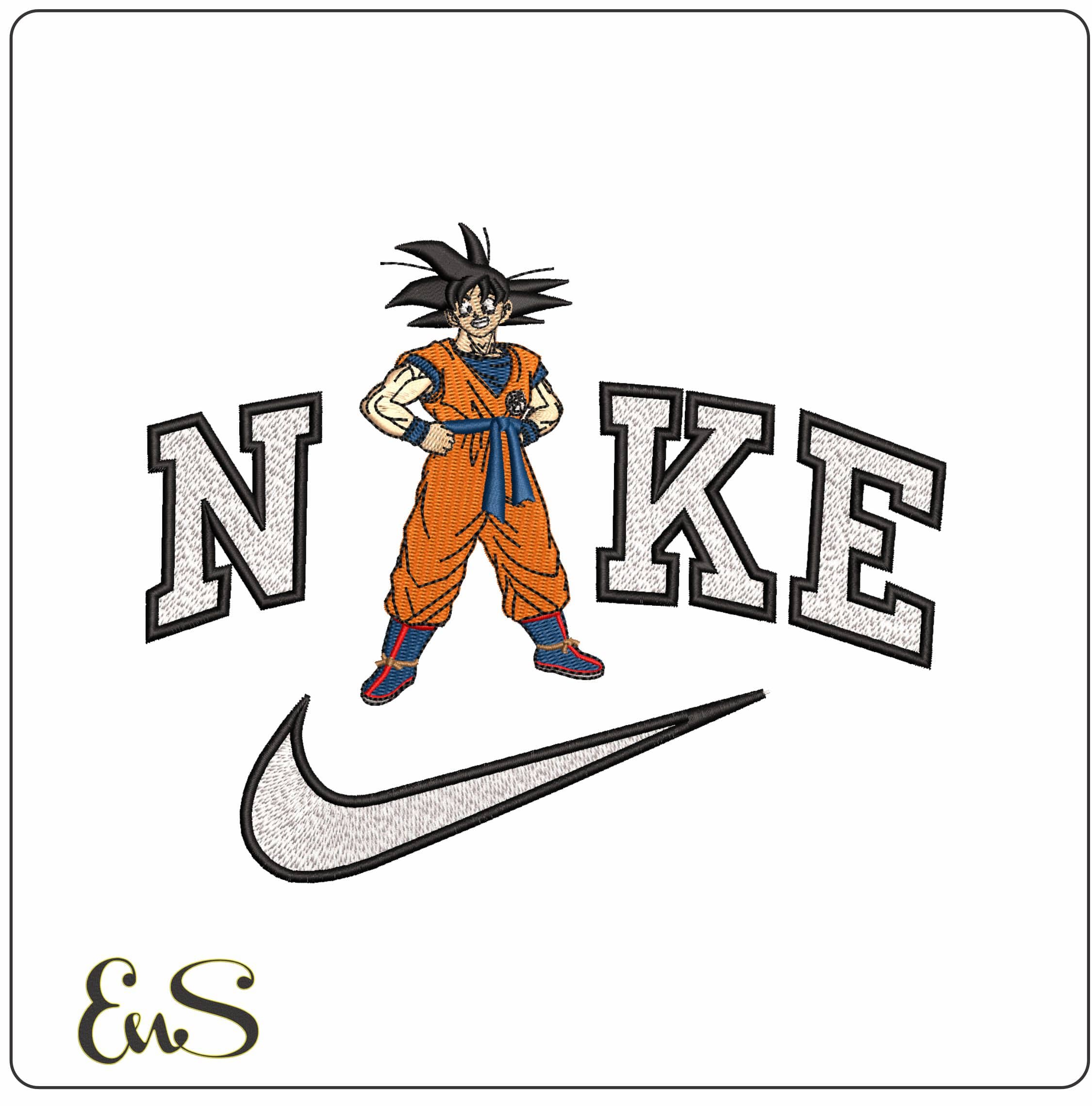 Nike Full Goku Posing Dragon Ball Anime  - Elegant embroidery design file - instant download