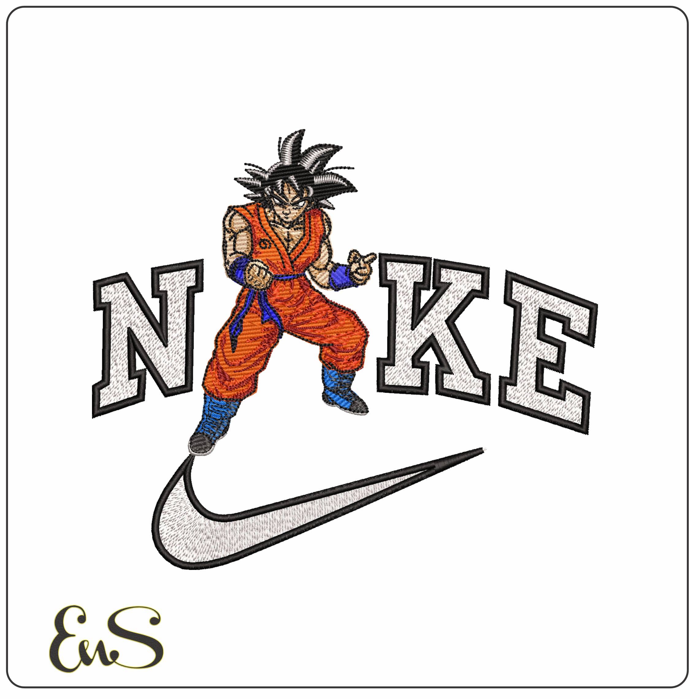 Nike Full Goku Power Up Pose Dragon Ball Anime  - Elegant embroidery design file - instant download