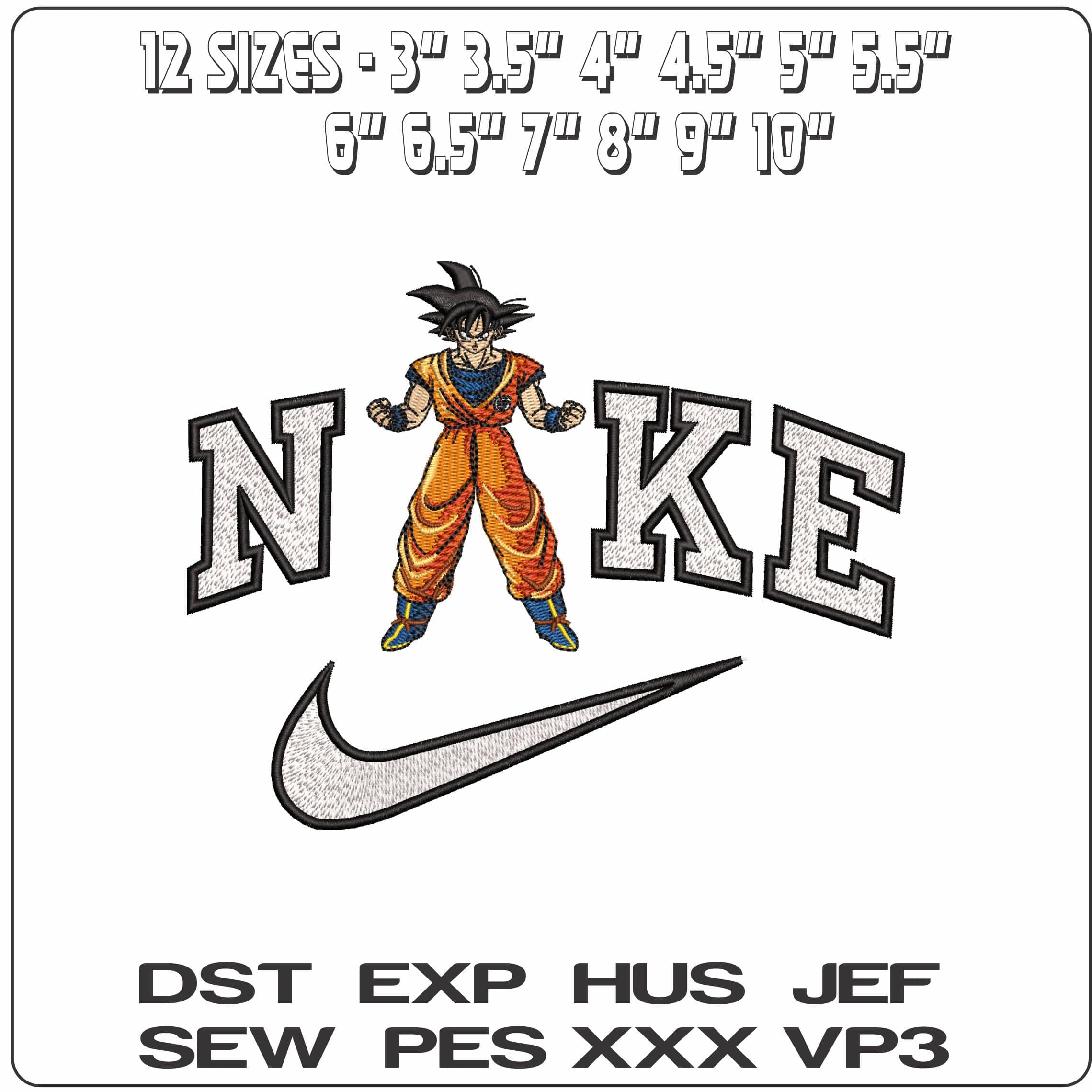 Nike Full Goku Power Up Ready Dragon Ball Anime  - Elegant embroidery design file - instant download — view 2