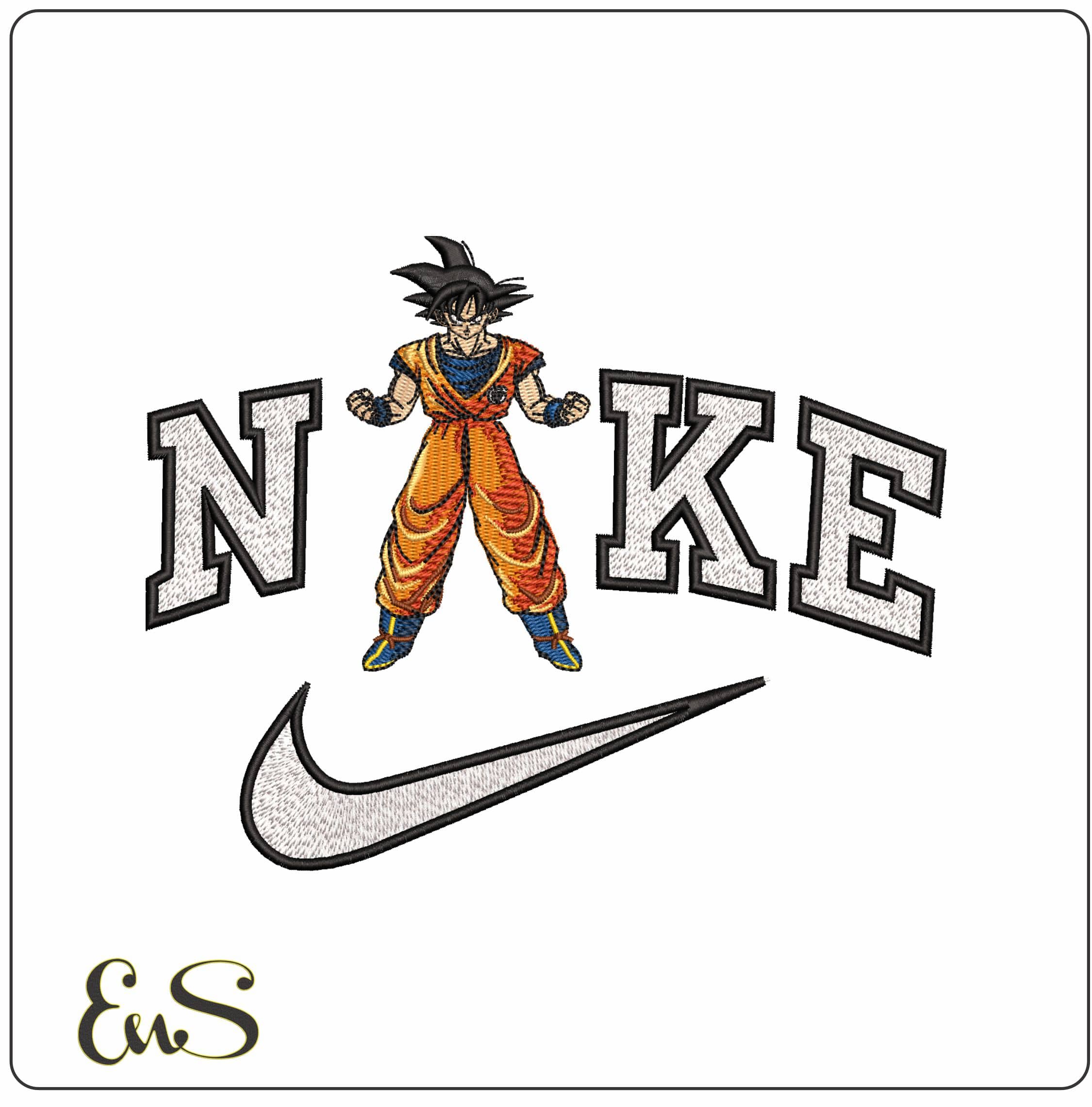 Nike Full Goku Power Up Ready Dragon Ball Anime  - Elegant embroidery design file - instant download