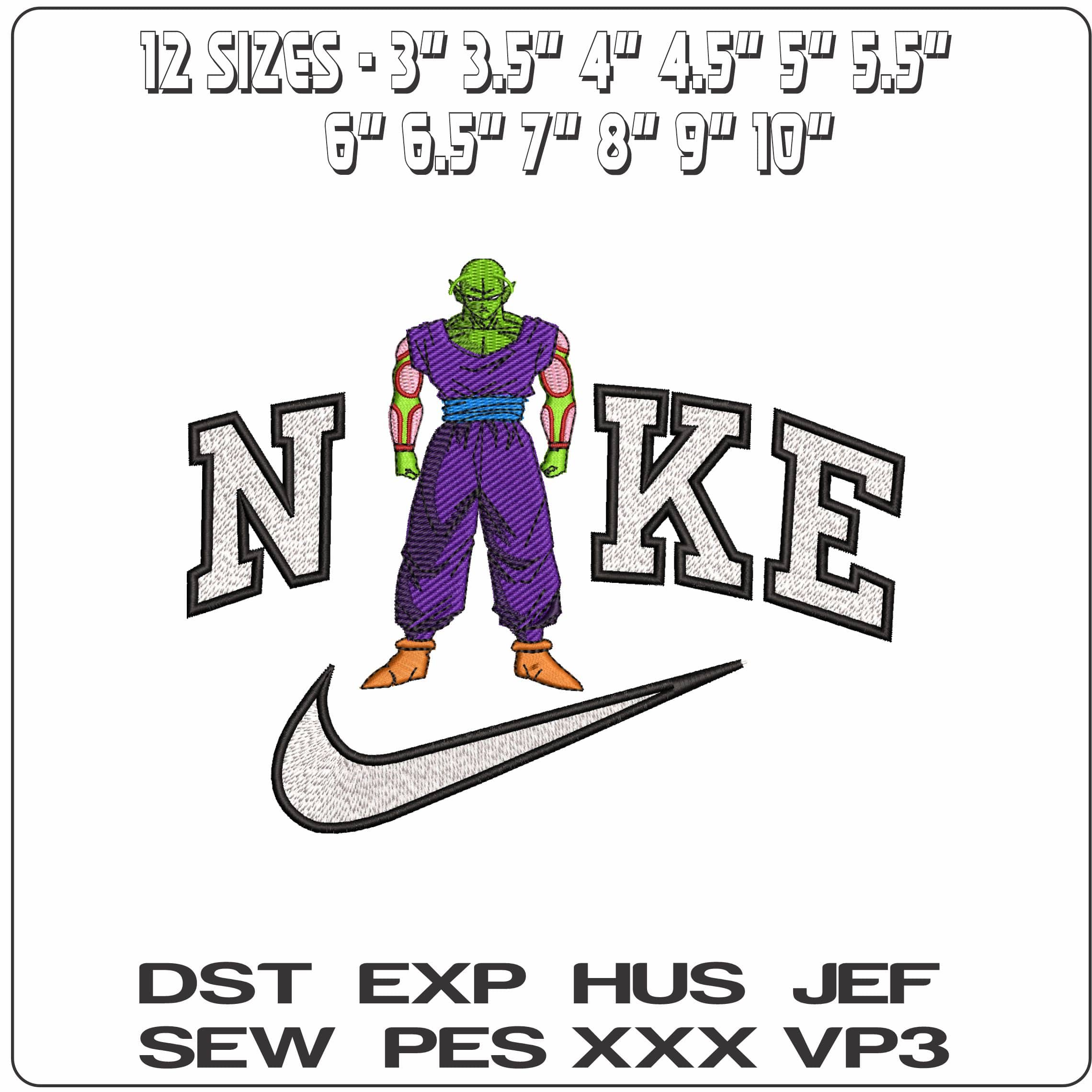 Nike Full Piccolo Dragon Ball Anime  - Elegant embroidery design file - instant download — view 2