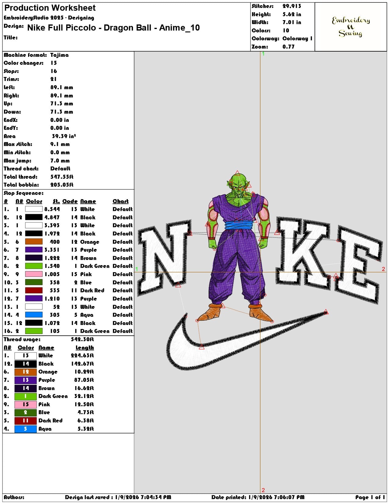 Nike Full Piccolo Dragon Ball Anime  - Elegant embroidery design file - instant download — view 3