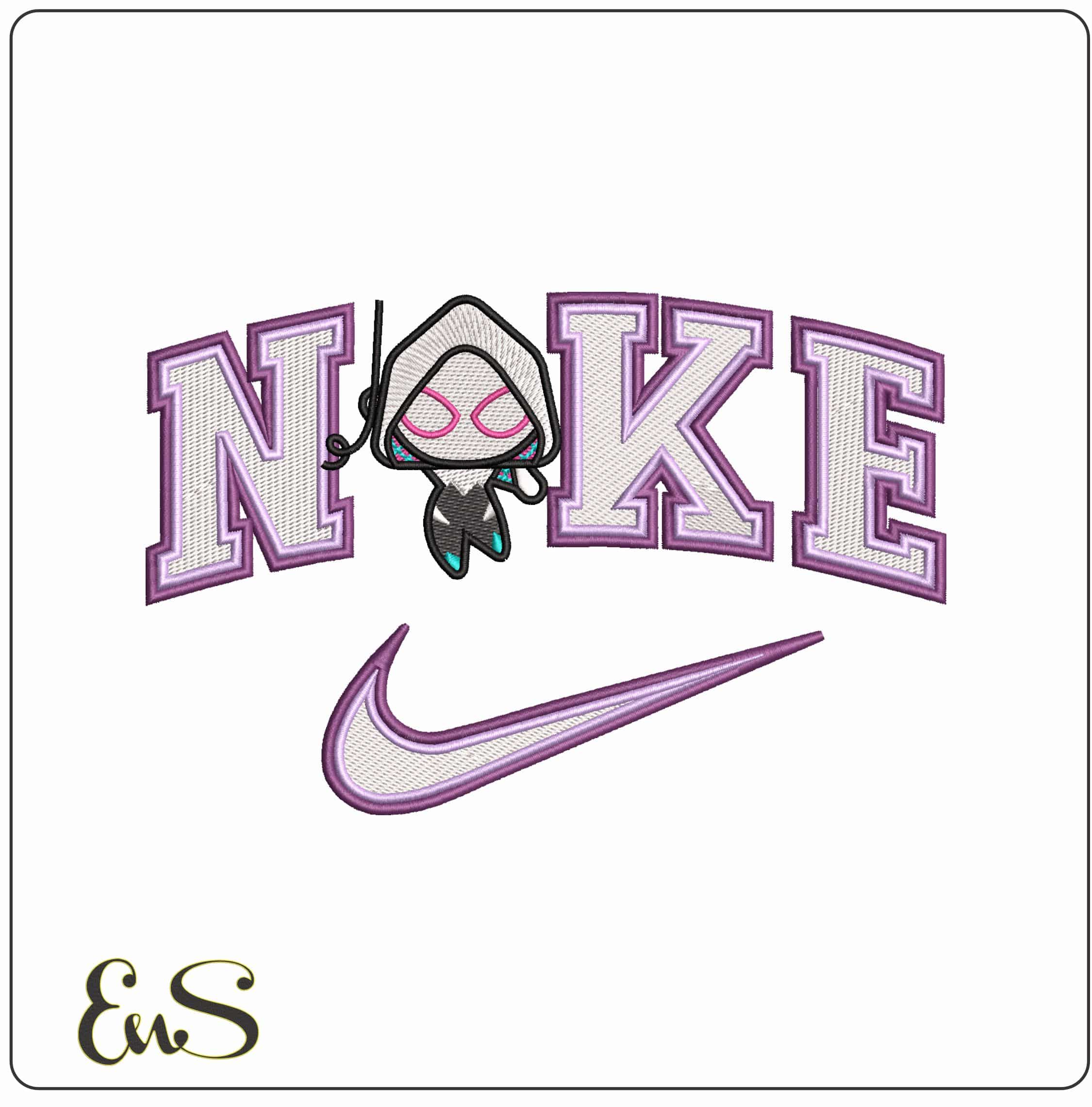 Nike Ghost Spiderman - Elegant embroidery design file - instant download