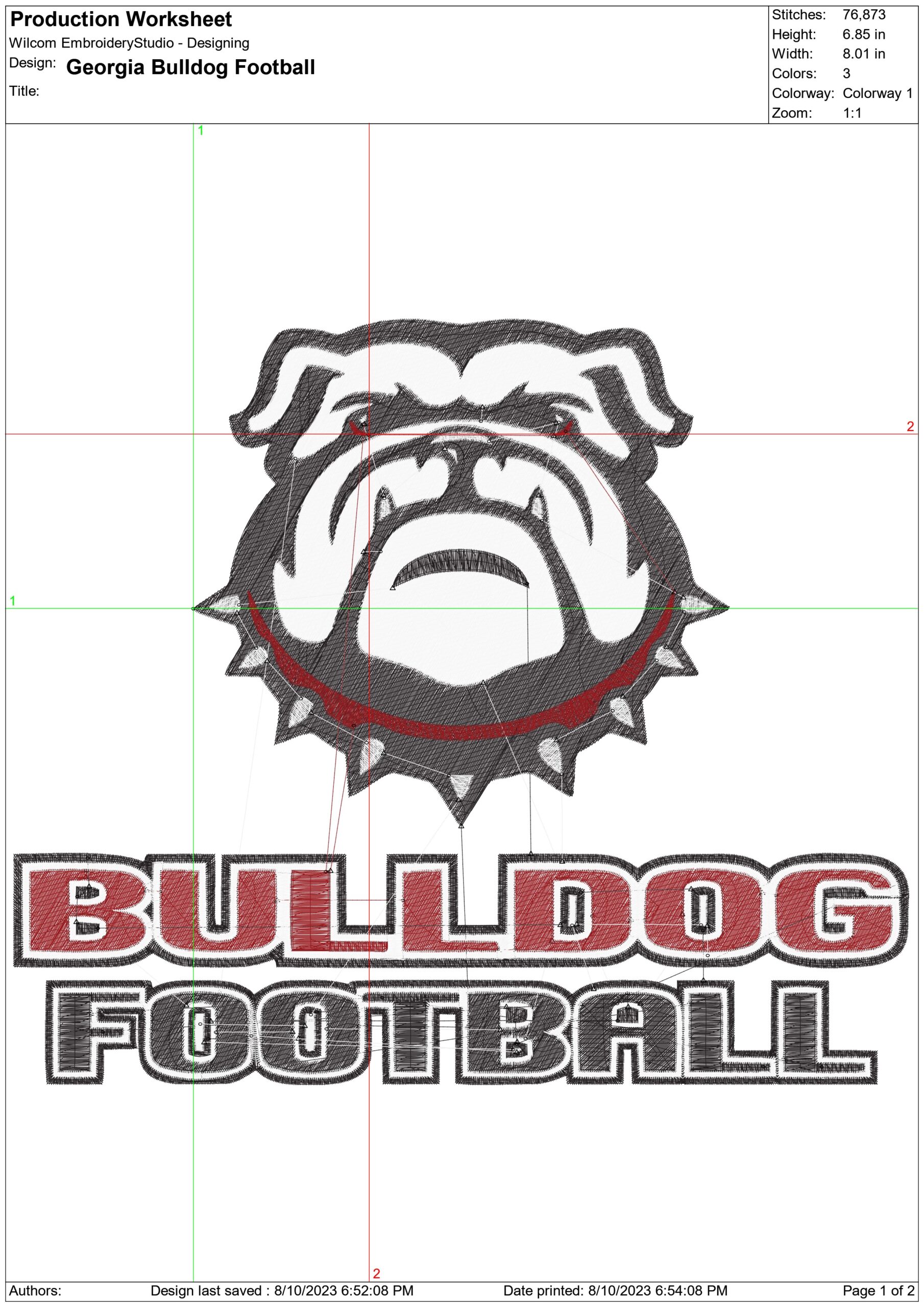 Georgia Athletics Football embroidery design - University of Georgia Bulldogs Logo — view 3
