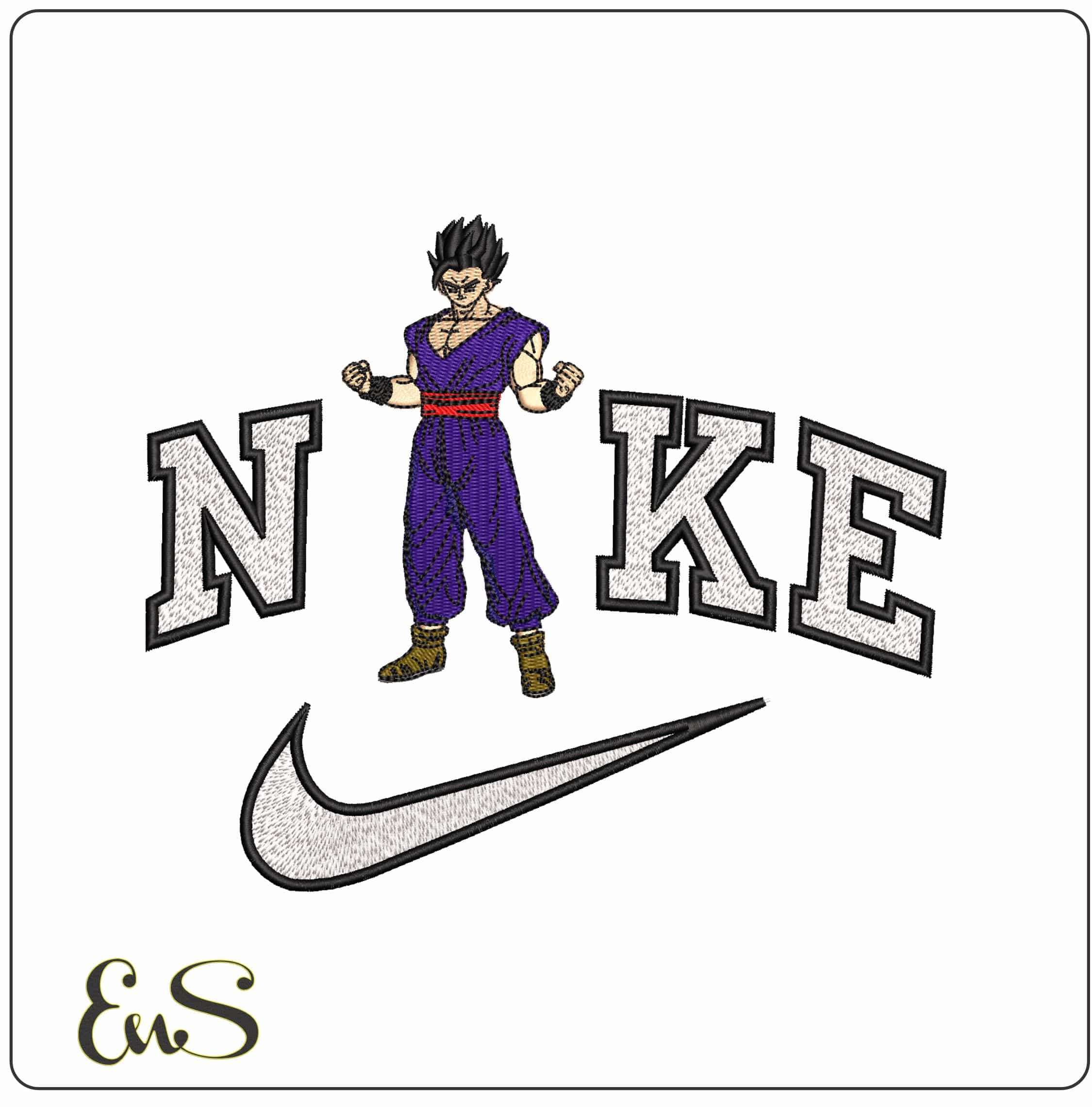 Nike Gohan strongest Human Dragon Ball Anime - Elegant embroidery design file - instant download