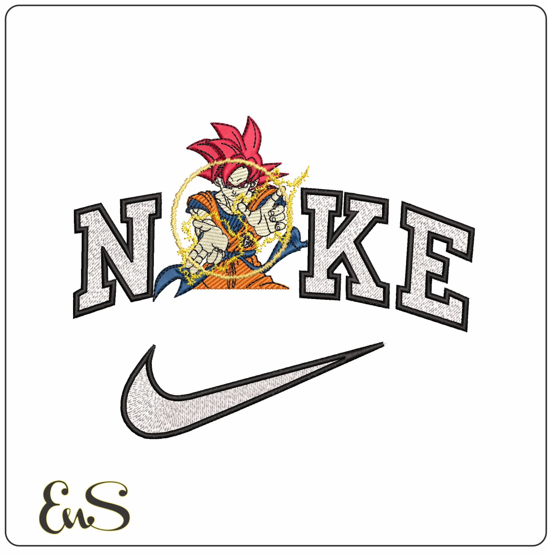 Nike Goku Super Saiyan God Creating energy Dragon Ball Anime - Elegant embroidery design file - instant download