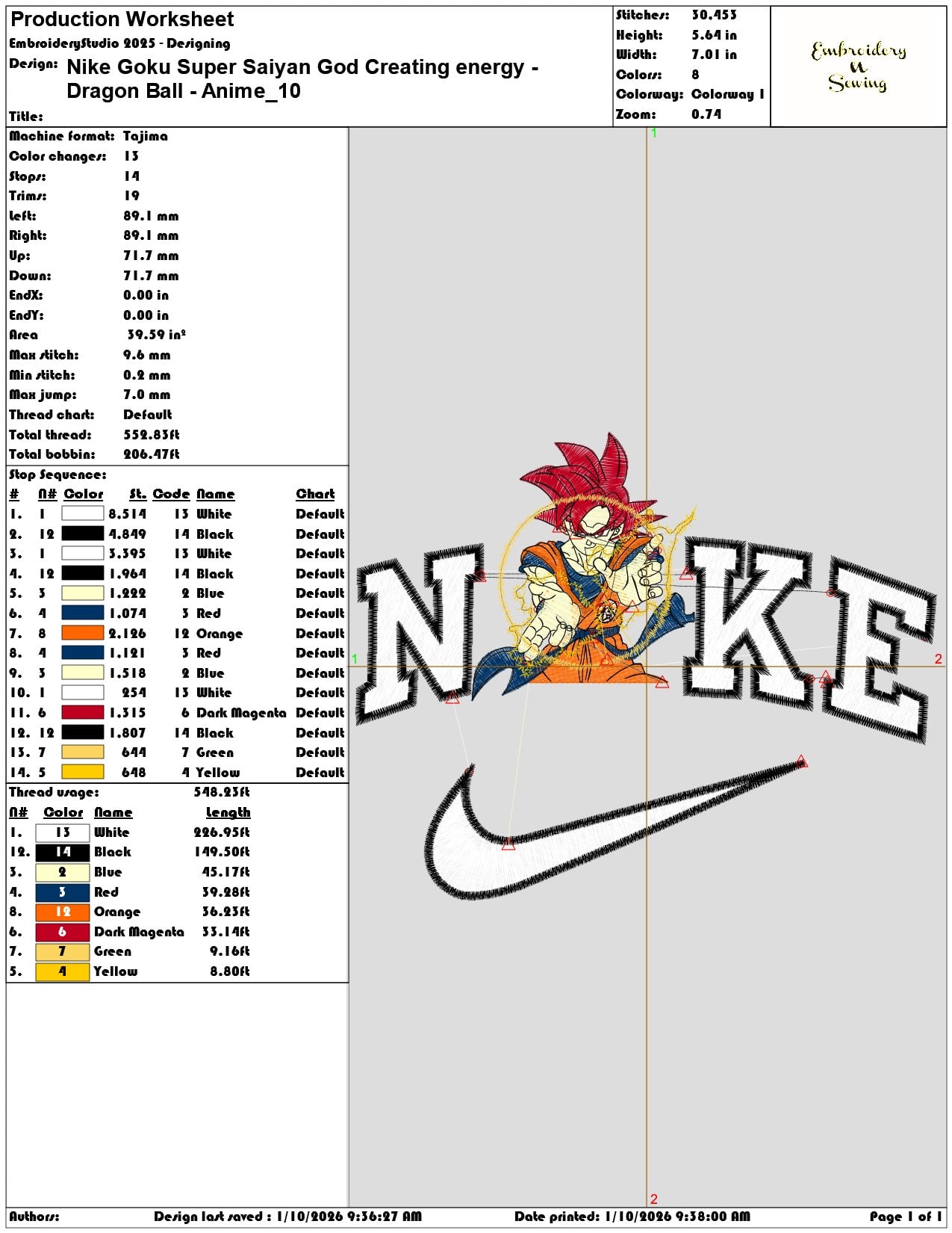 Nike Goku Super Saiyan God Creating energy Dragon Ball Anime - Elegant embroidery design file - instant download — view 3
